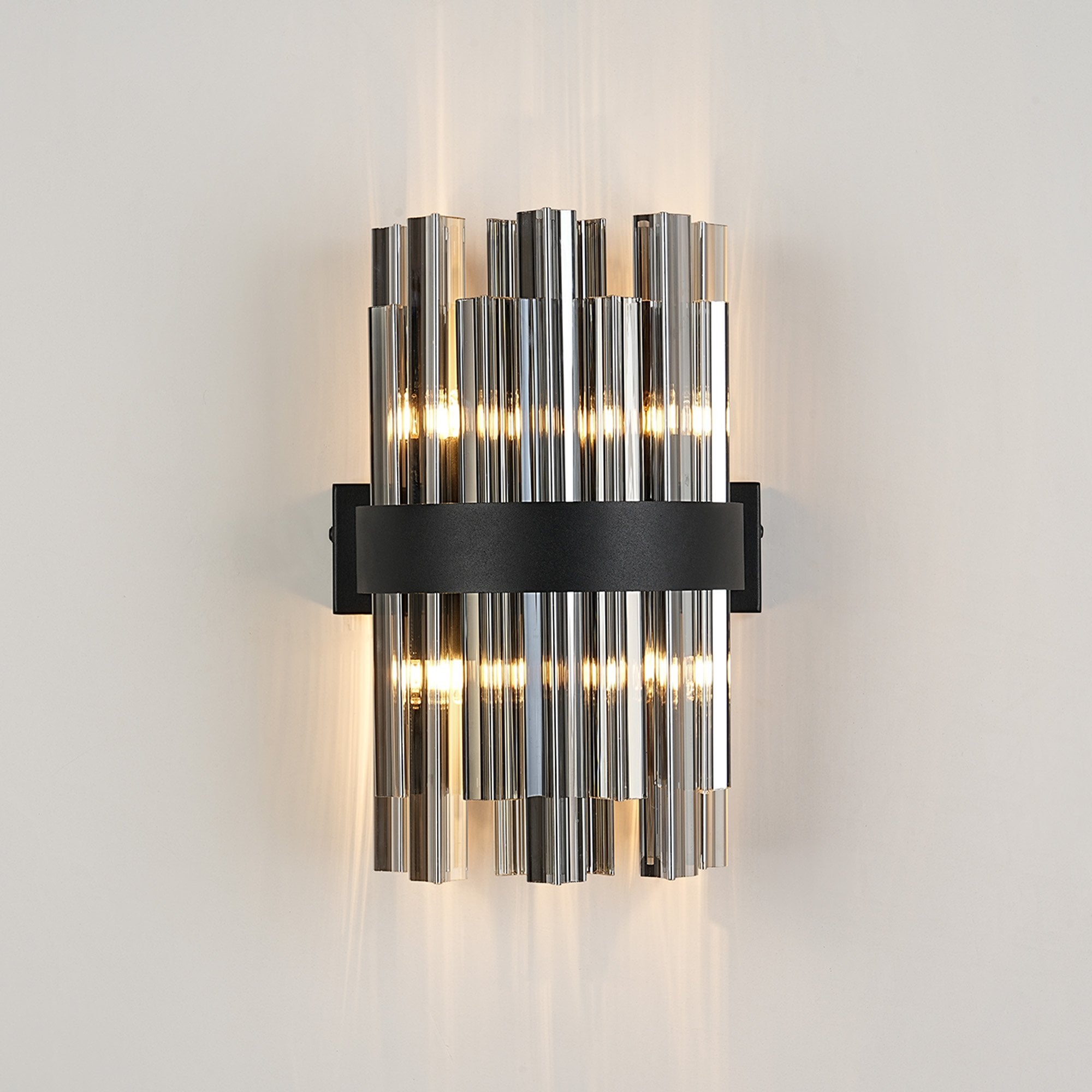 Fabula Farnley 4 Light Wall Light - Satin Black & Smoked Glass