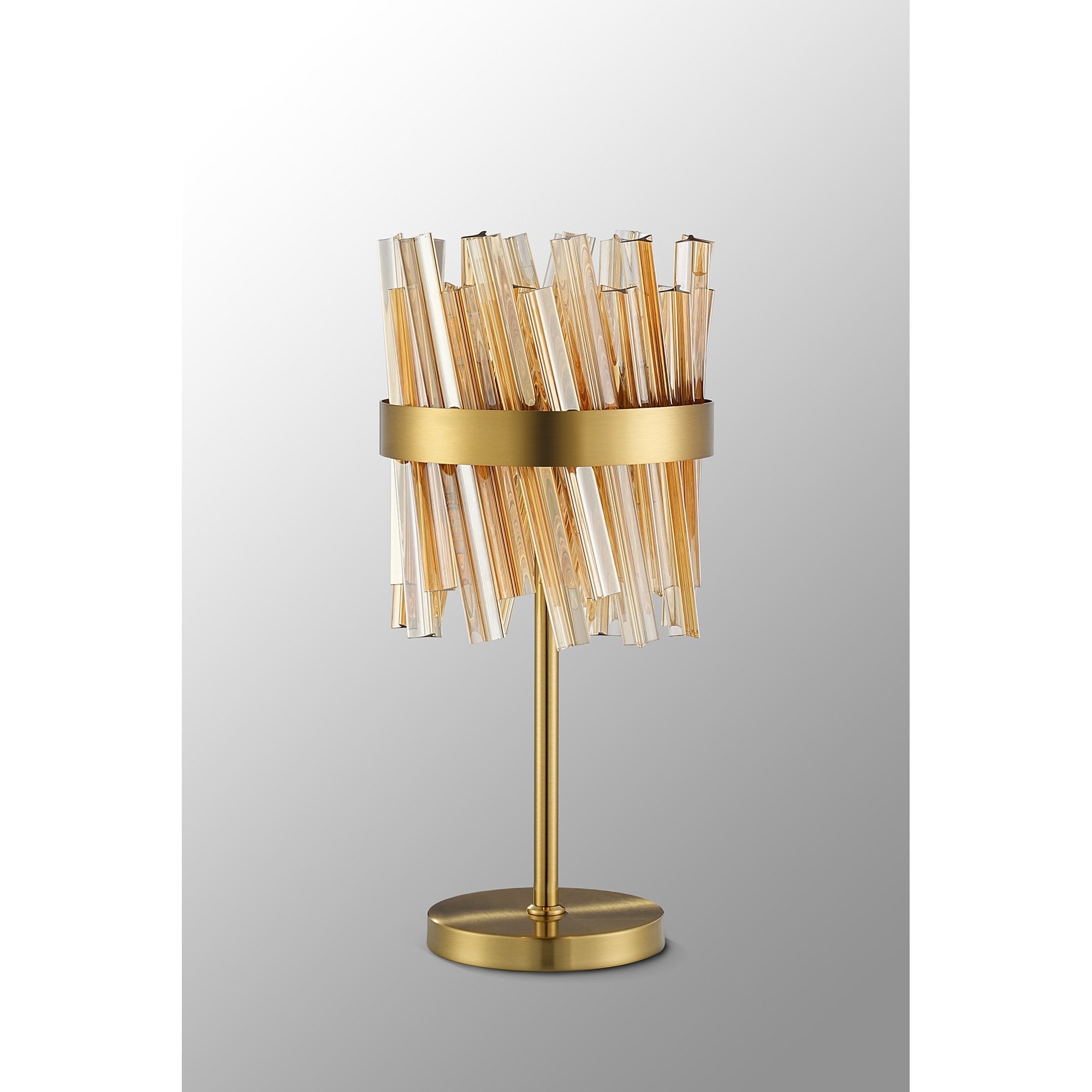 Fabula Farnley 6 Light Table Lamp - Brass & Amber Glass