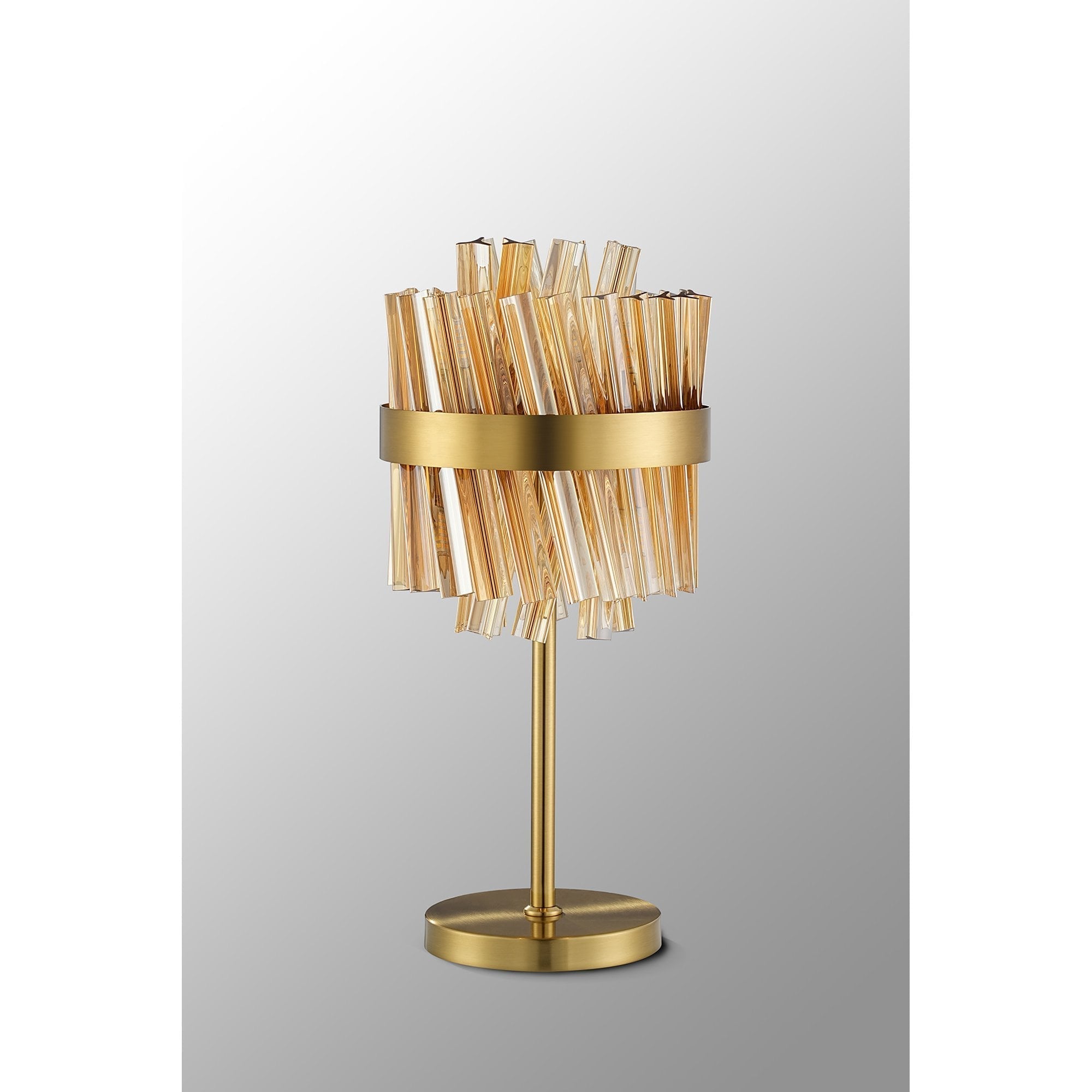 Fabula Farnley 6 Light Table Lamp - Brass & Amber Glass