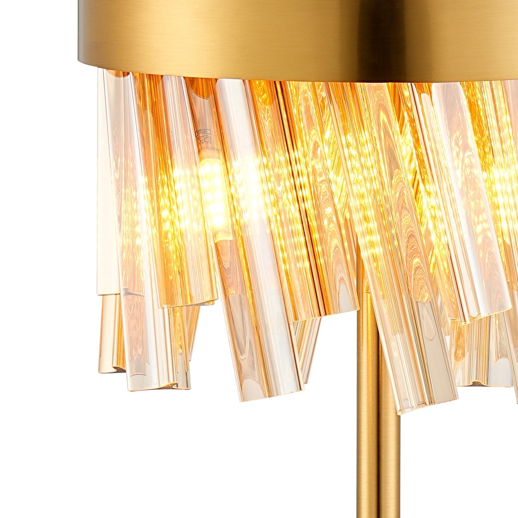 Fabula Farnley 6 Light Table Lamp - Brass & Amber Glass