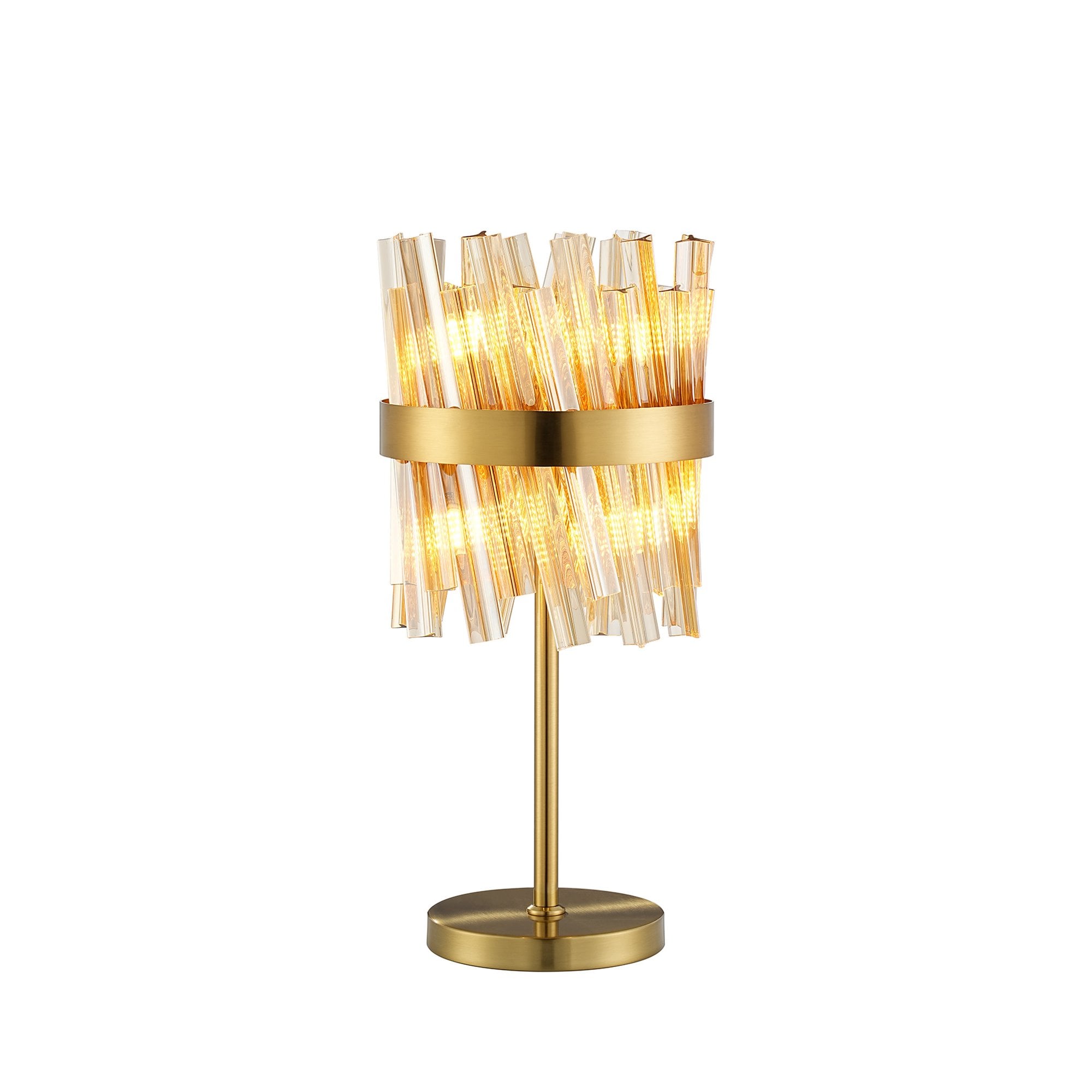 Fabula Farnley 6 Light Table Lamp - Brass & Amber Glass