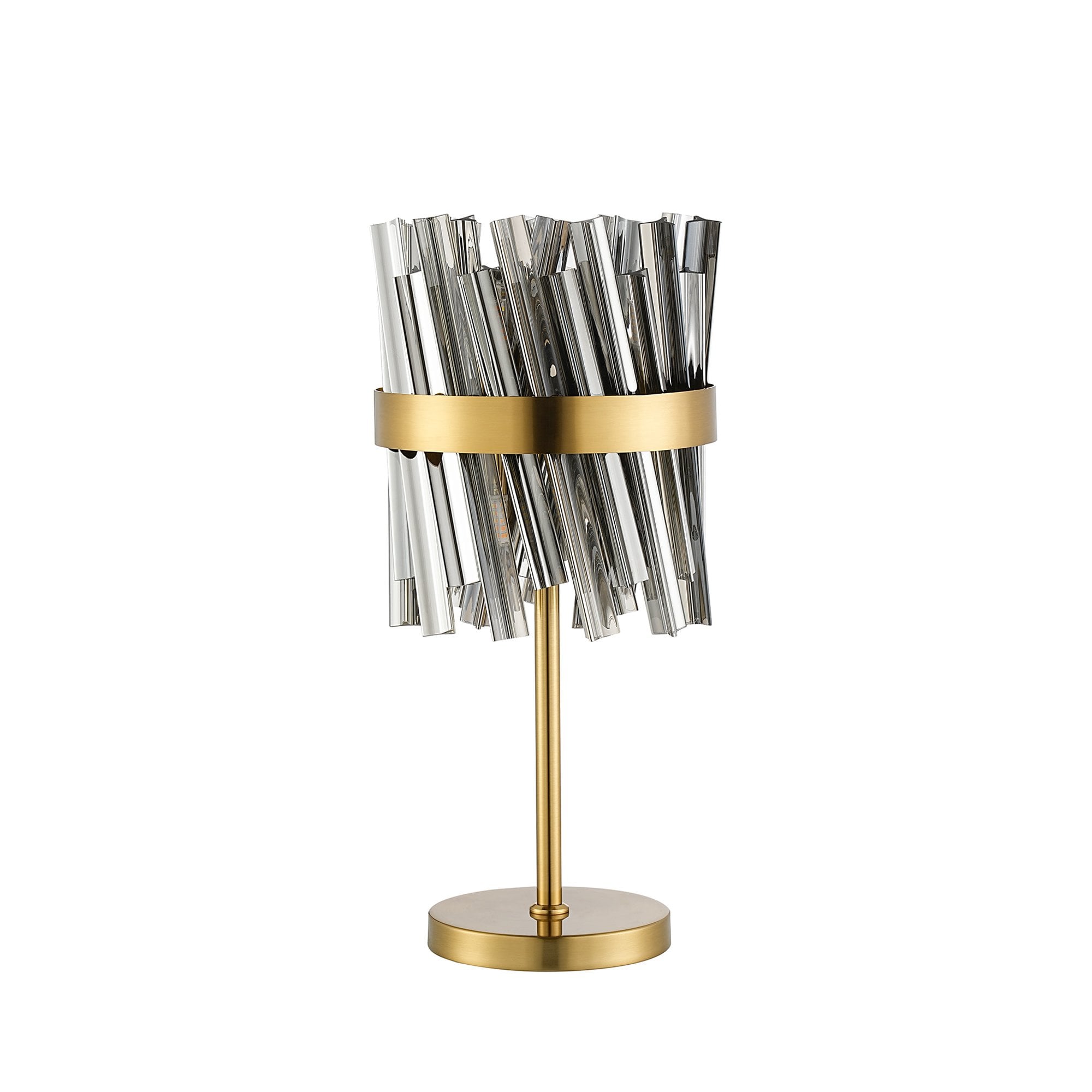 Fabula Farnley 6 Light Table Lamp - Brass & Smoked Glass