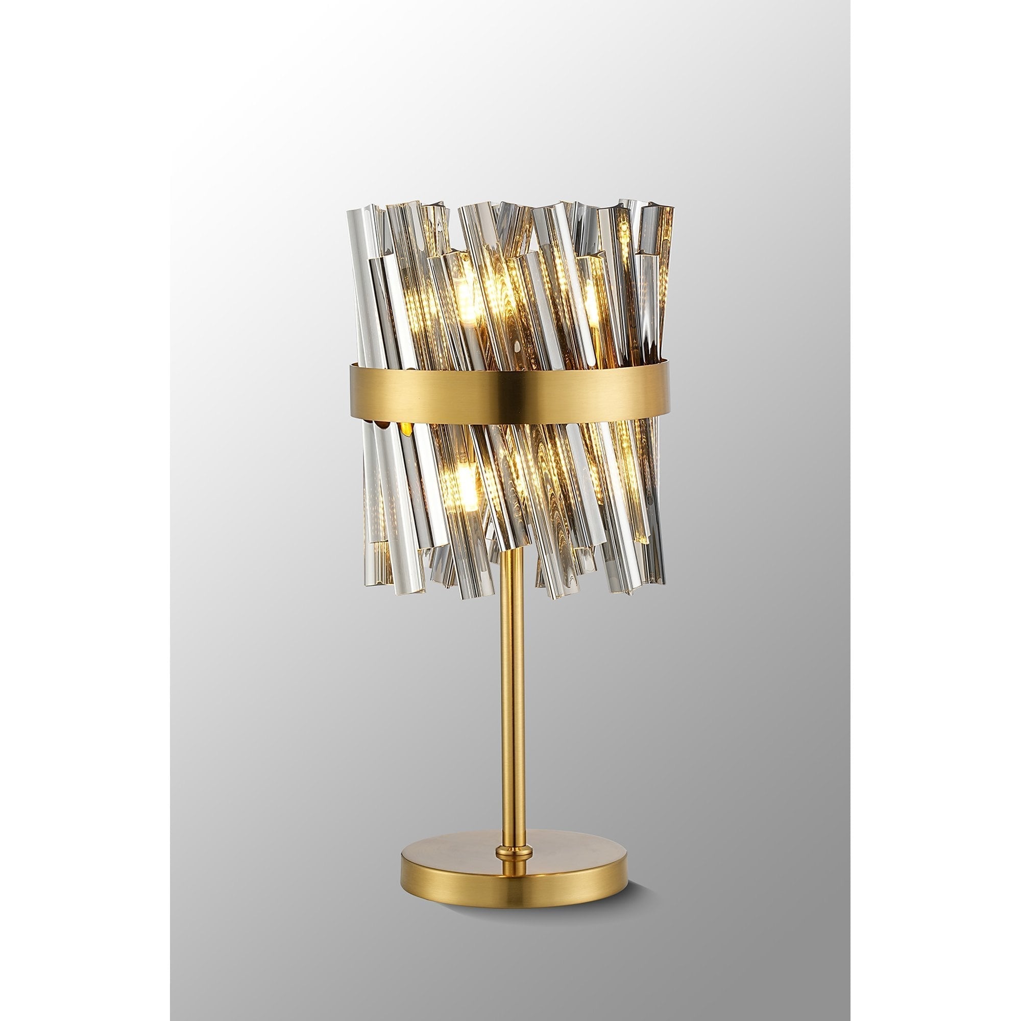 Fabula Farnley 6 Light Table Lamp - Brass & Smoked Glass