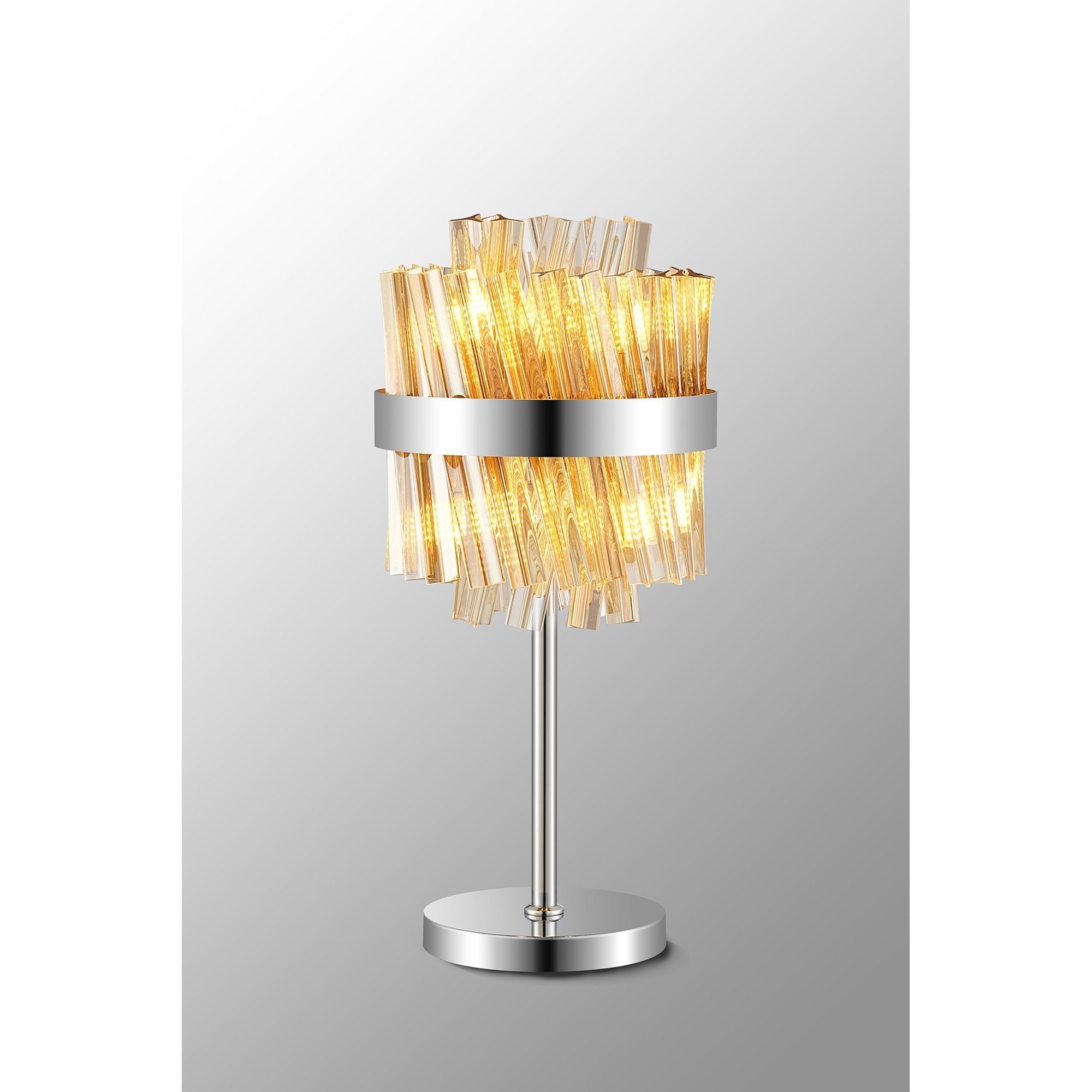 Fabula Farnley 6 Light Table Lamp - Polished Nickel & Amber Glass