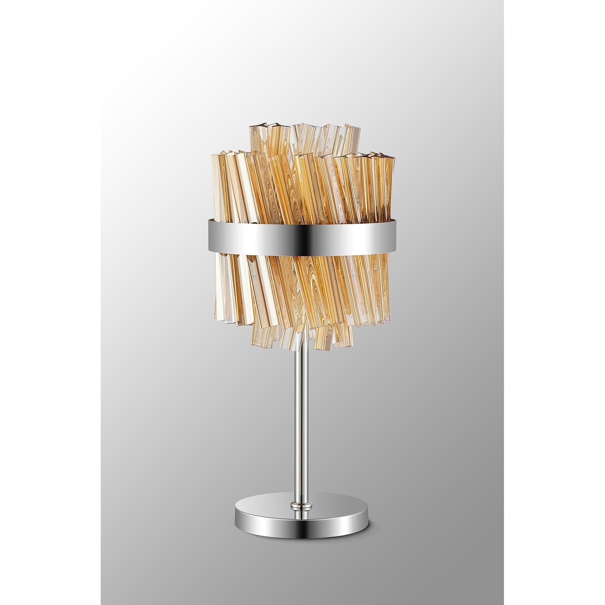 Fabula Farnley 6 Light Table Lamp - Polished Nickel & Amber Glass