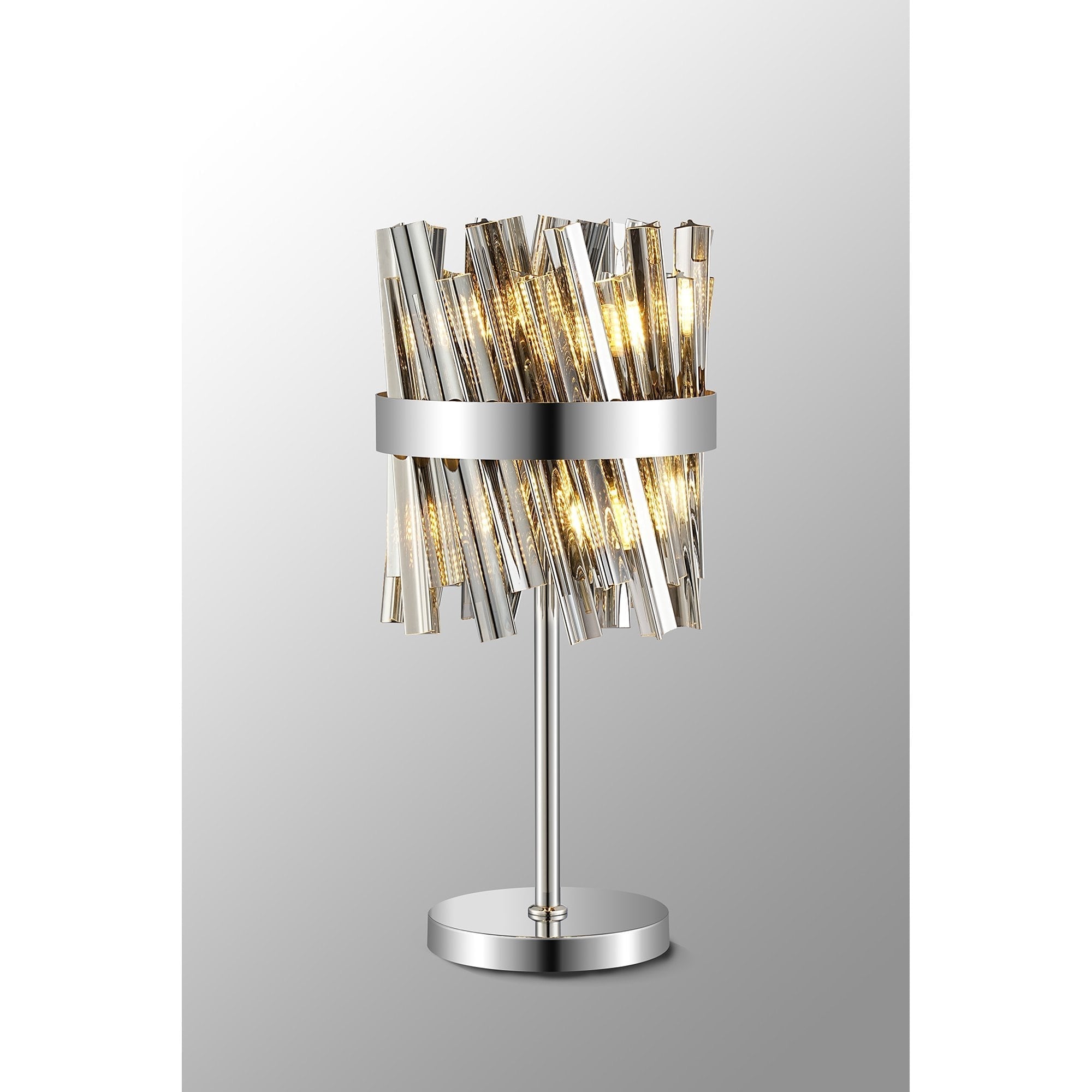 Fabula Farnley 6 Light Table Lamp - Polished Nickel & Smoked Glass