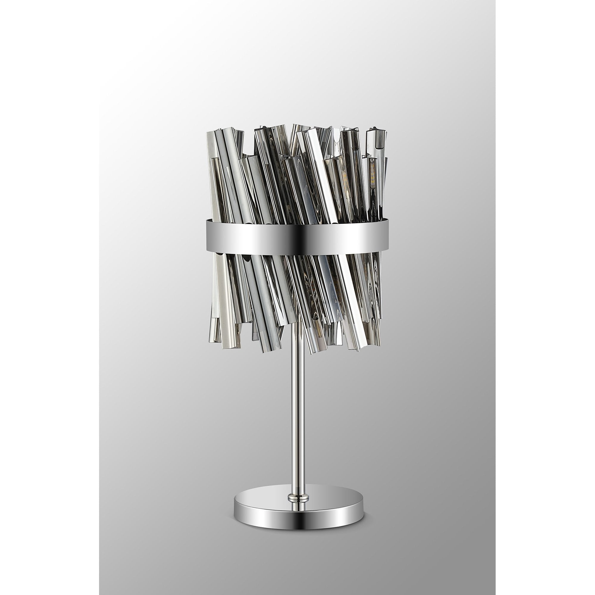 Fabula Farnley 6 Light Table Lamp - Polished Nickel & Smoked Glass