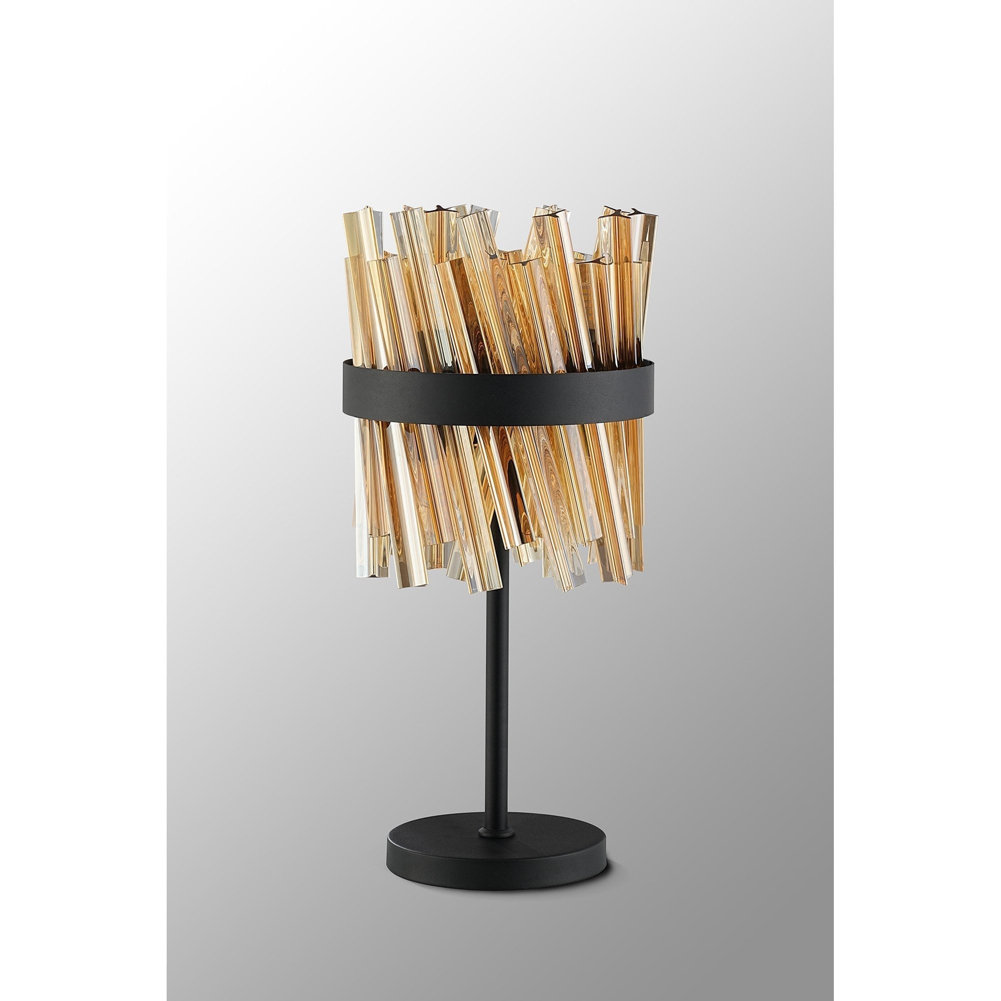 Fabula Farnley 6 Light Table Lamp - Satin Black & Amber Glass