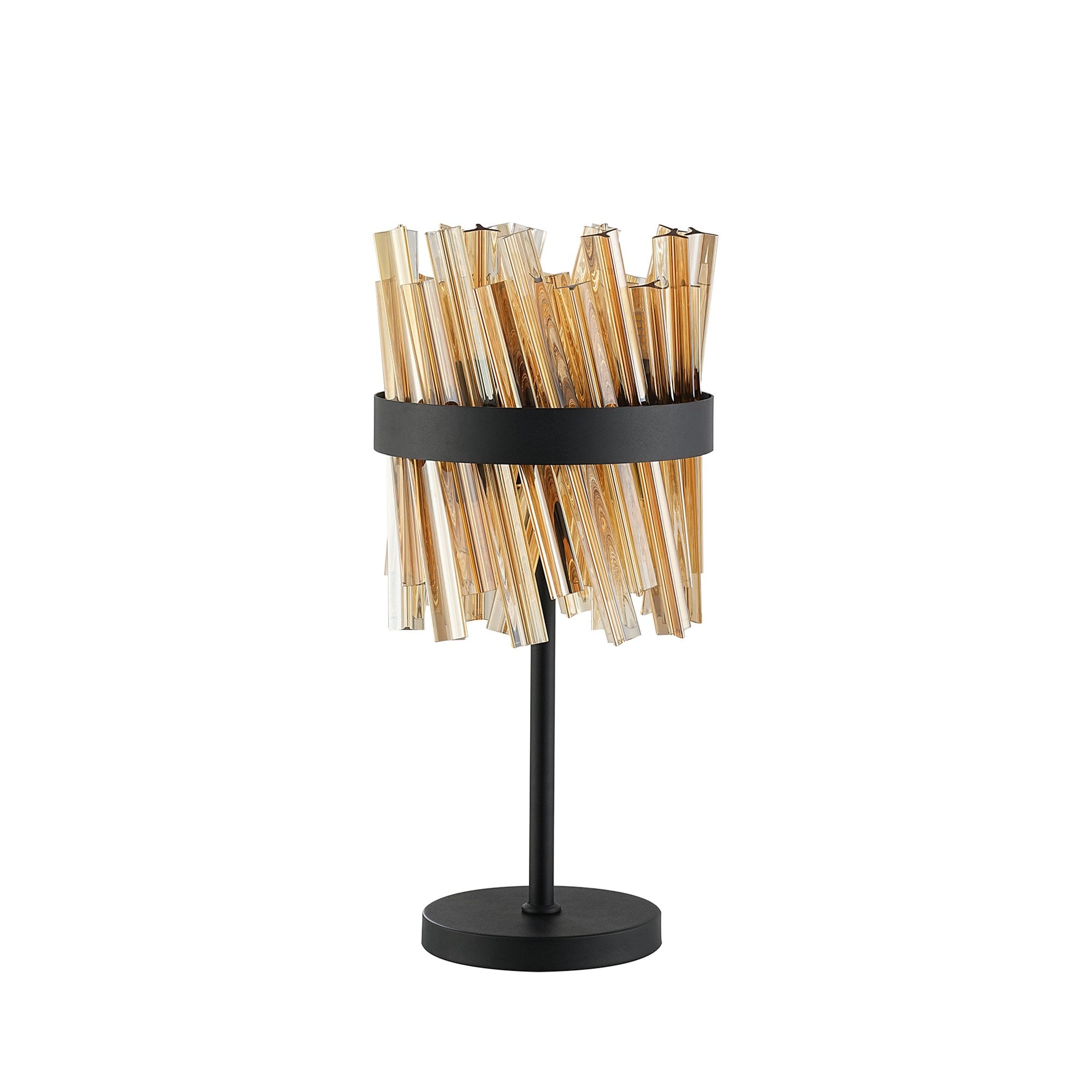 Fabula Farnley 6 Light Table Lamp - Satin Black & Amber Glass