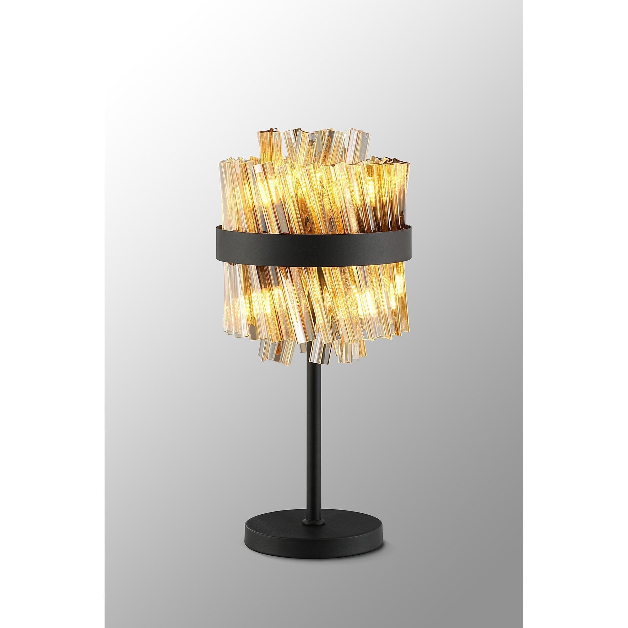 Fabula Farnley 6 Light Table Lamp - Satin Black & Amber Glass