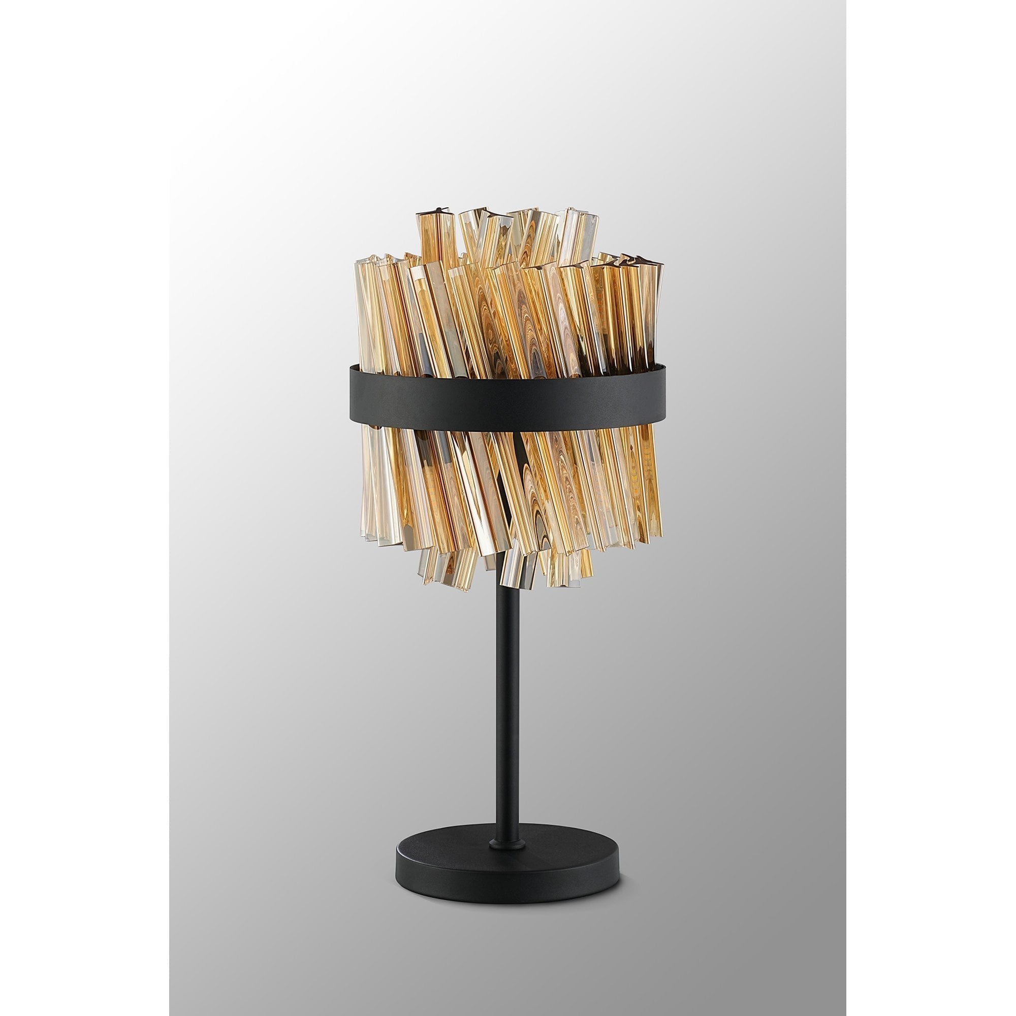 Fabula Farnley 6 Light Table Lamp - Satin Black & Amber Glass