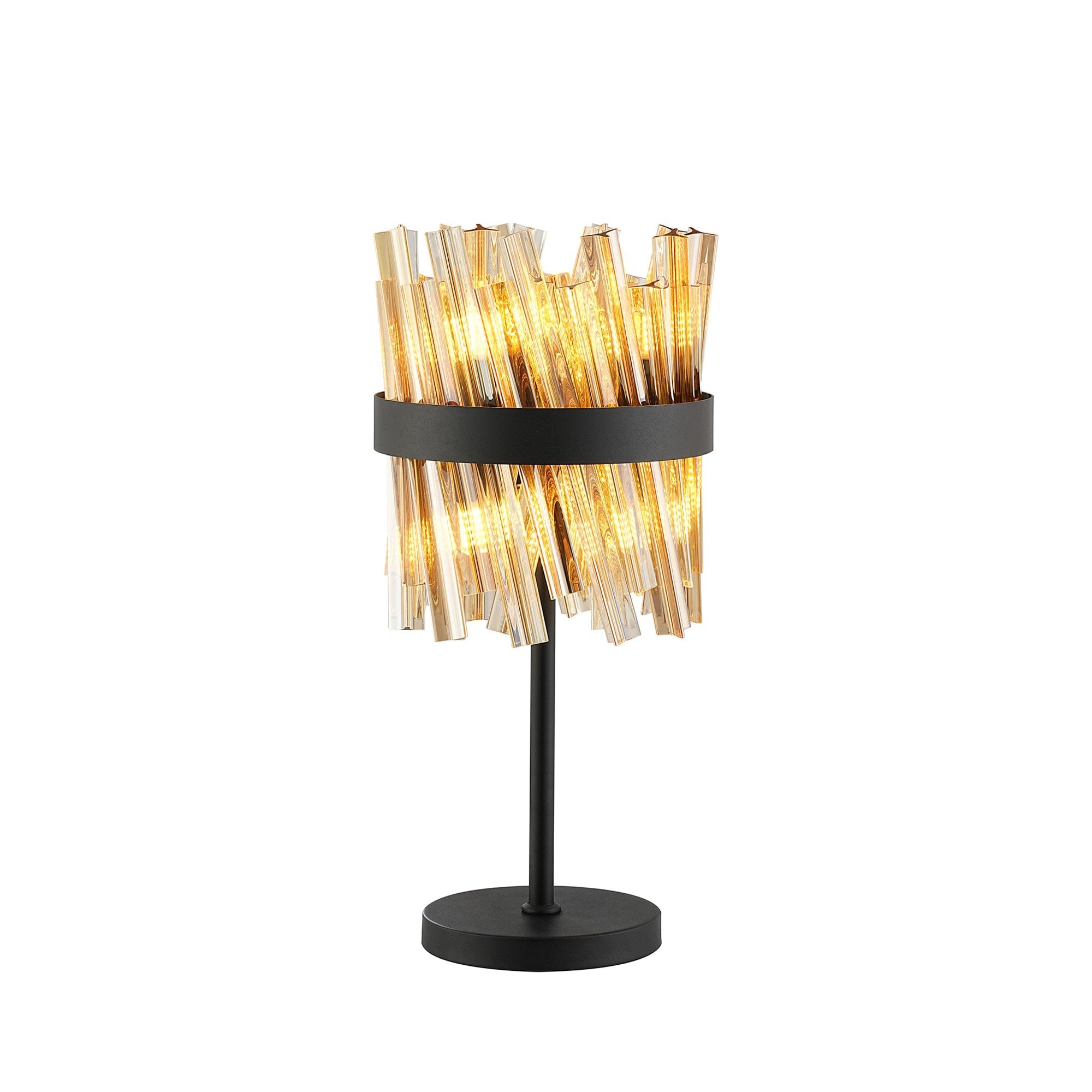 Fabula Farnley 6 Light Table Lamp - Satin Black & Amber Glass