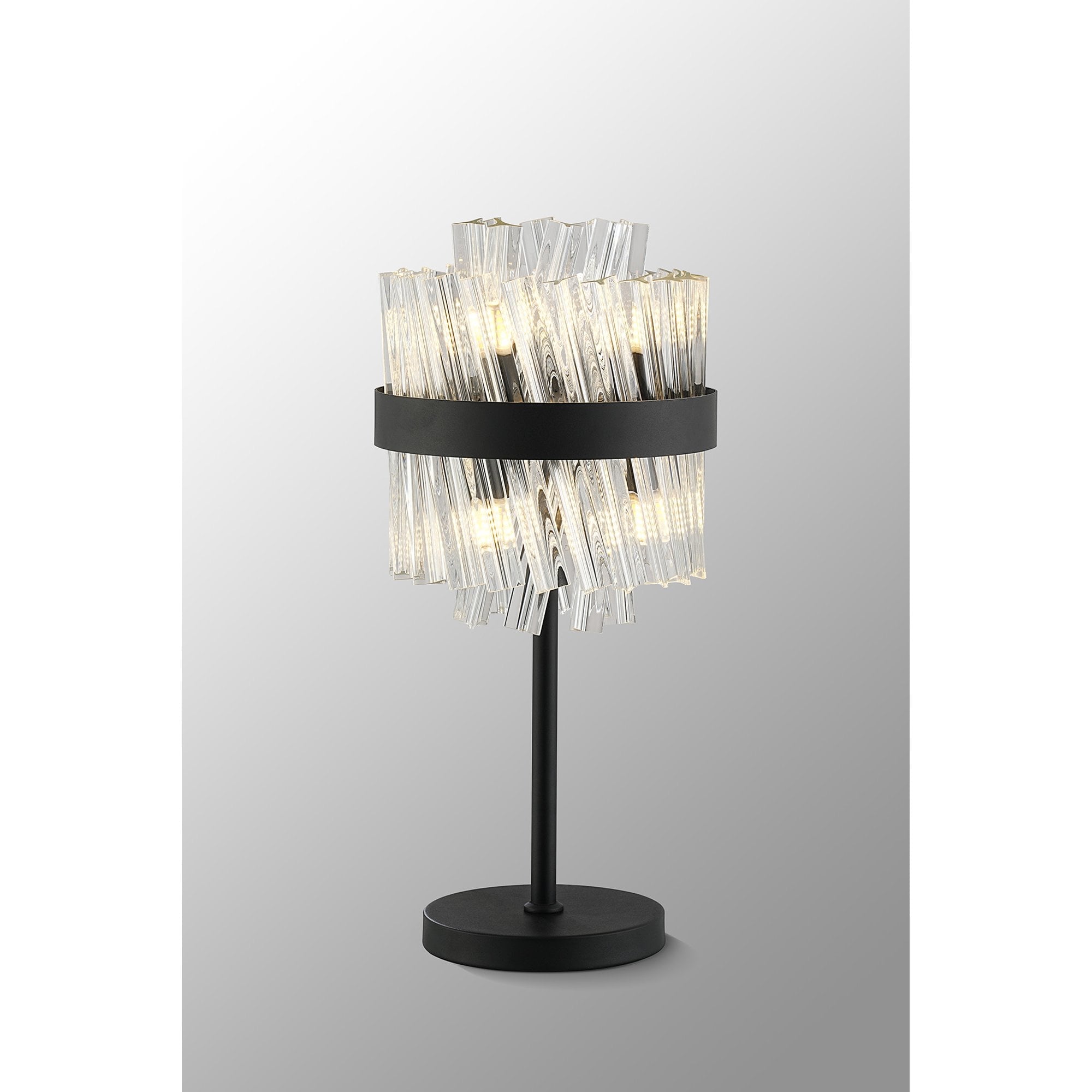 Fabula Farnley 6 Light Table Lamp - Satin Black & Clear Glass