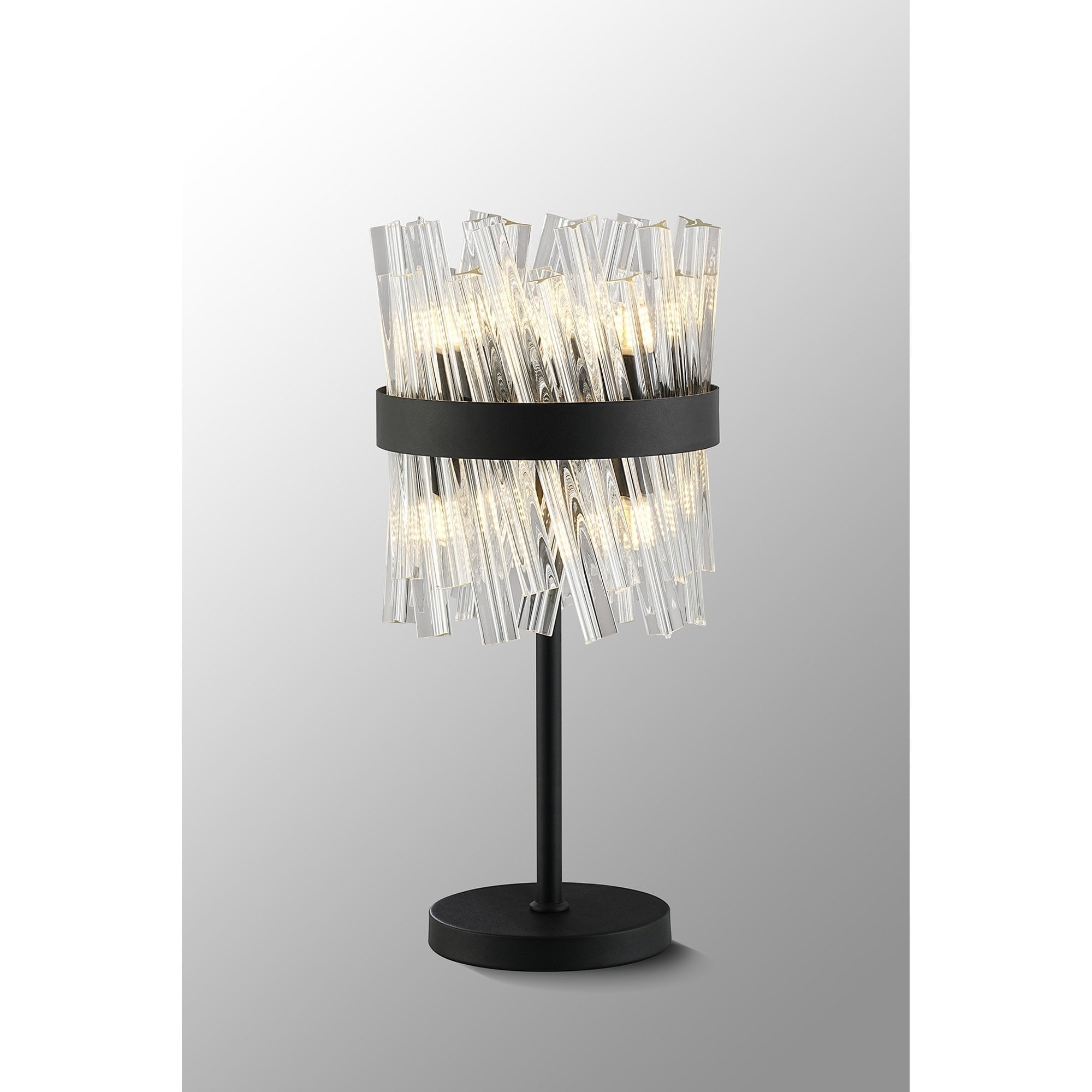 Fabula Farnley 6 Light Table Lamp - Satin Black & Clear Glass