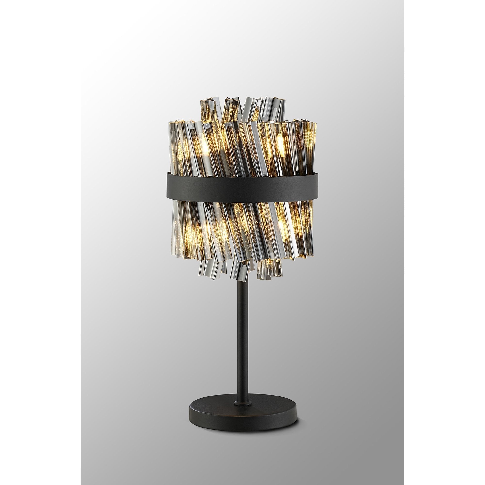Fabula Farnley 6 Light Table Lamp - Satin Black & Smoked Glass