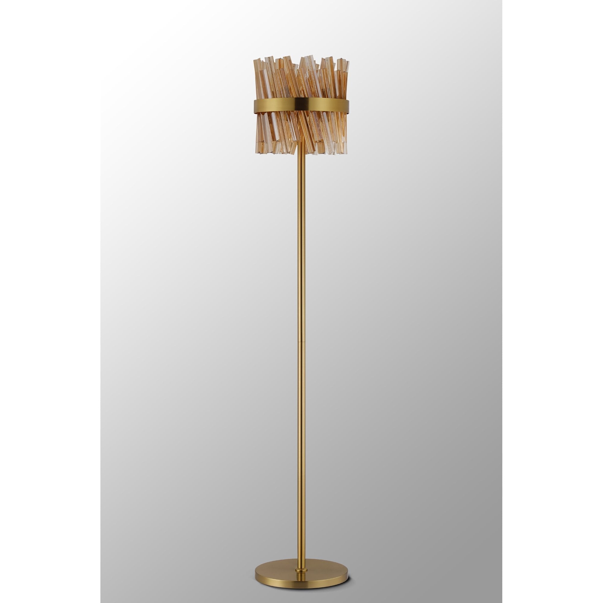 Fabula Farnley 8 Light Floor Lamp - Brass & Amber Glass