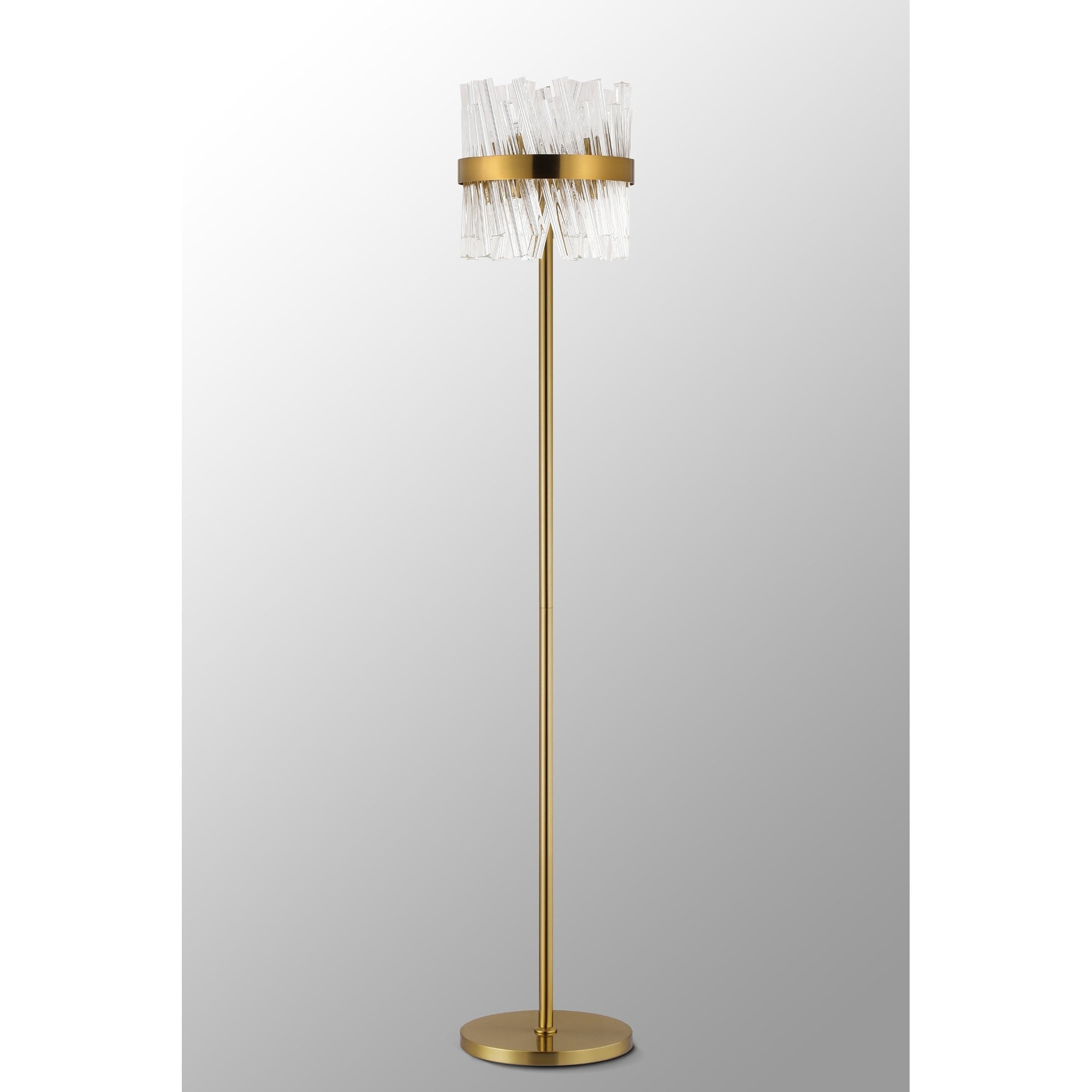 Fabula Farnley 8 Light Floor Lamp - Brass & Clear Glass