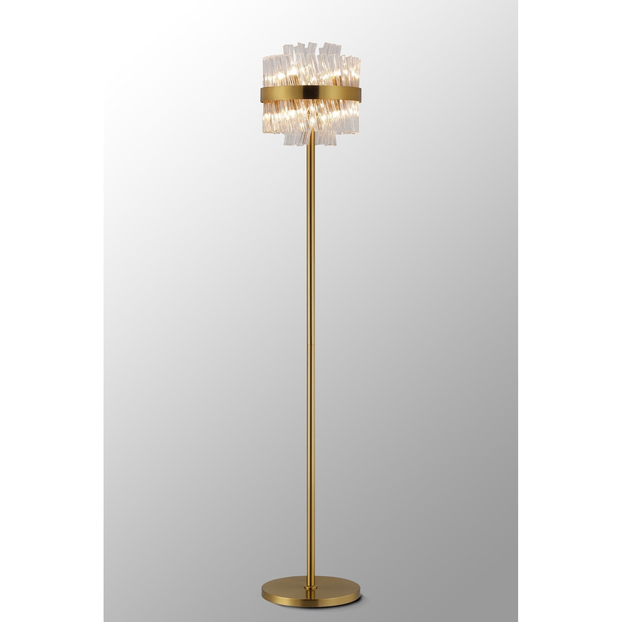 Fabula Farnley 8 Light Floor Lamp - Brass & Clear Glass