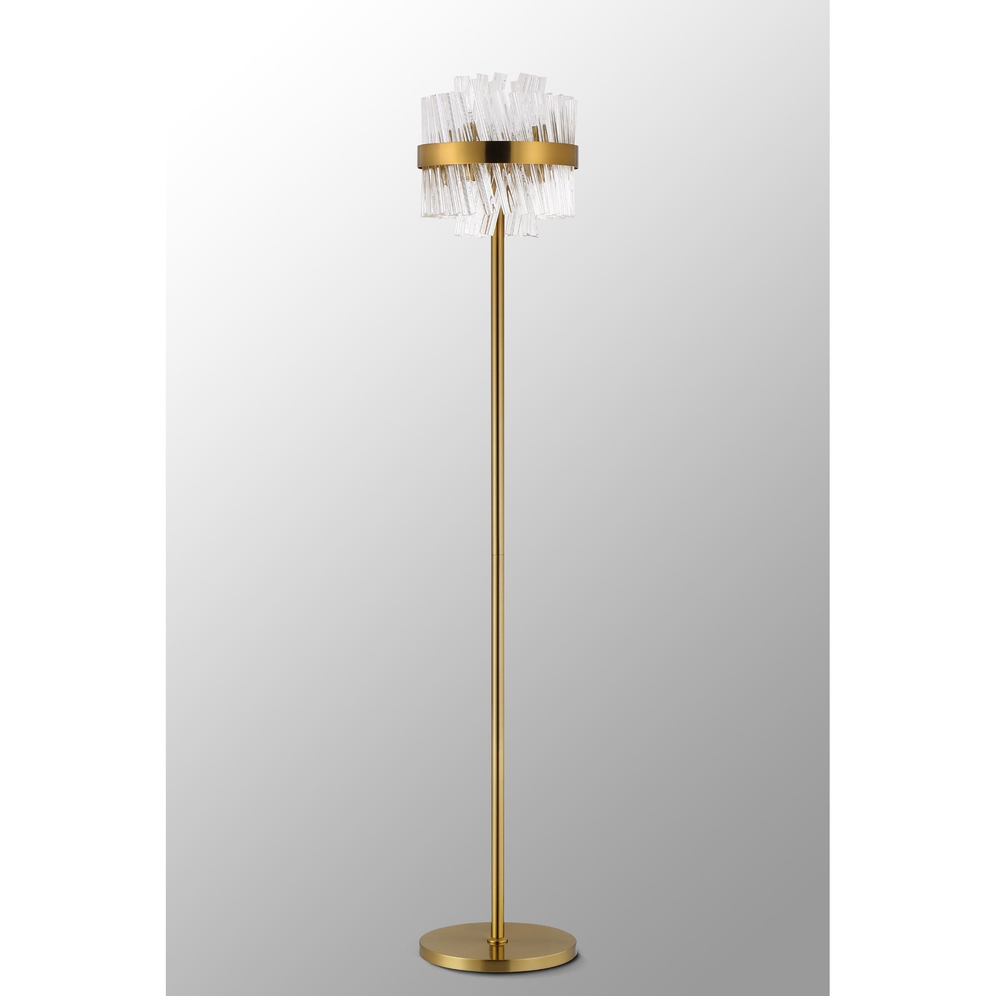Fabula Farnley 8 Light Floor Lamp - Brass & Clear Glass