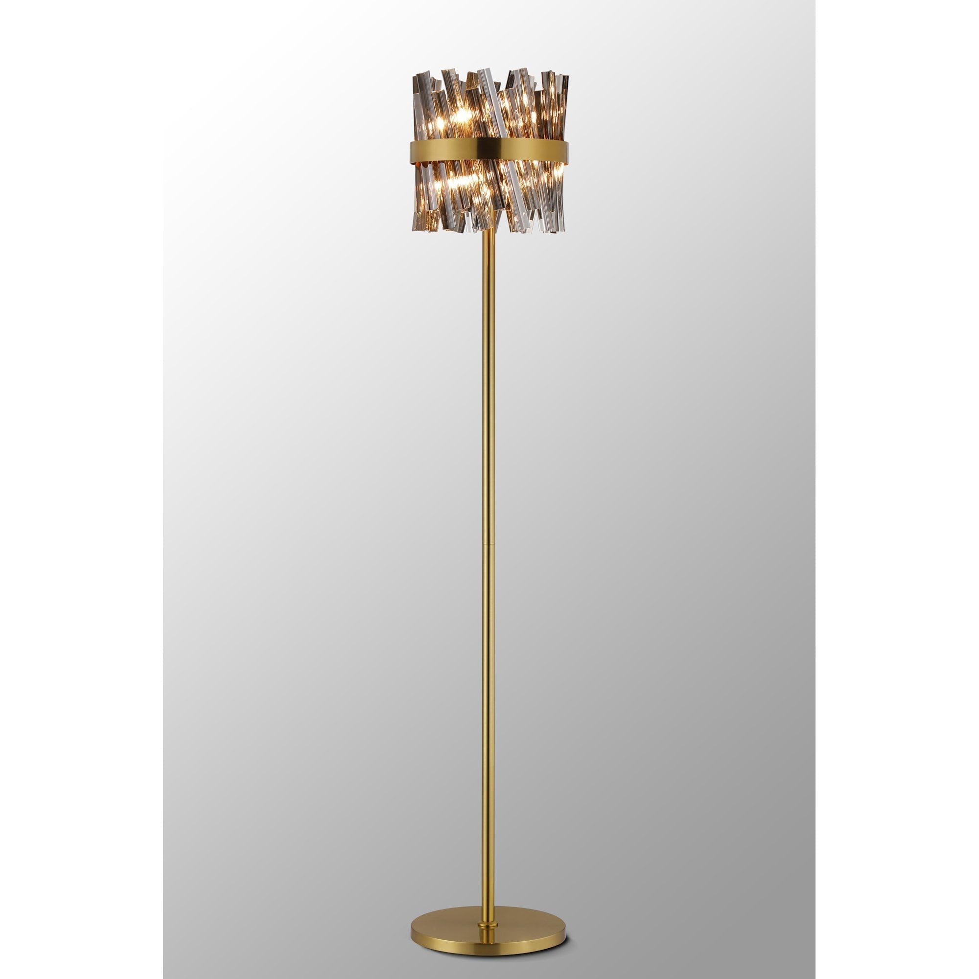 Fabula Farnley 8 Light Floor Lamp - Brass & Smoked Glass