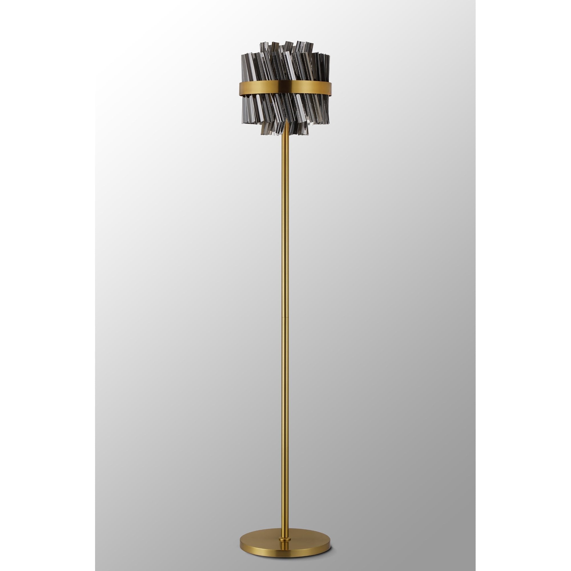 Fabula Farnley 8 Light Floor Lamp - Brass & Smoked Glass
