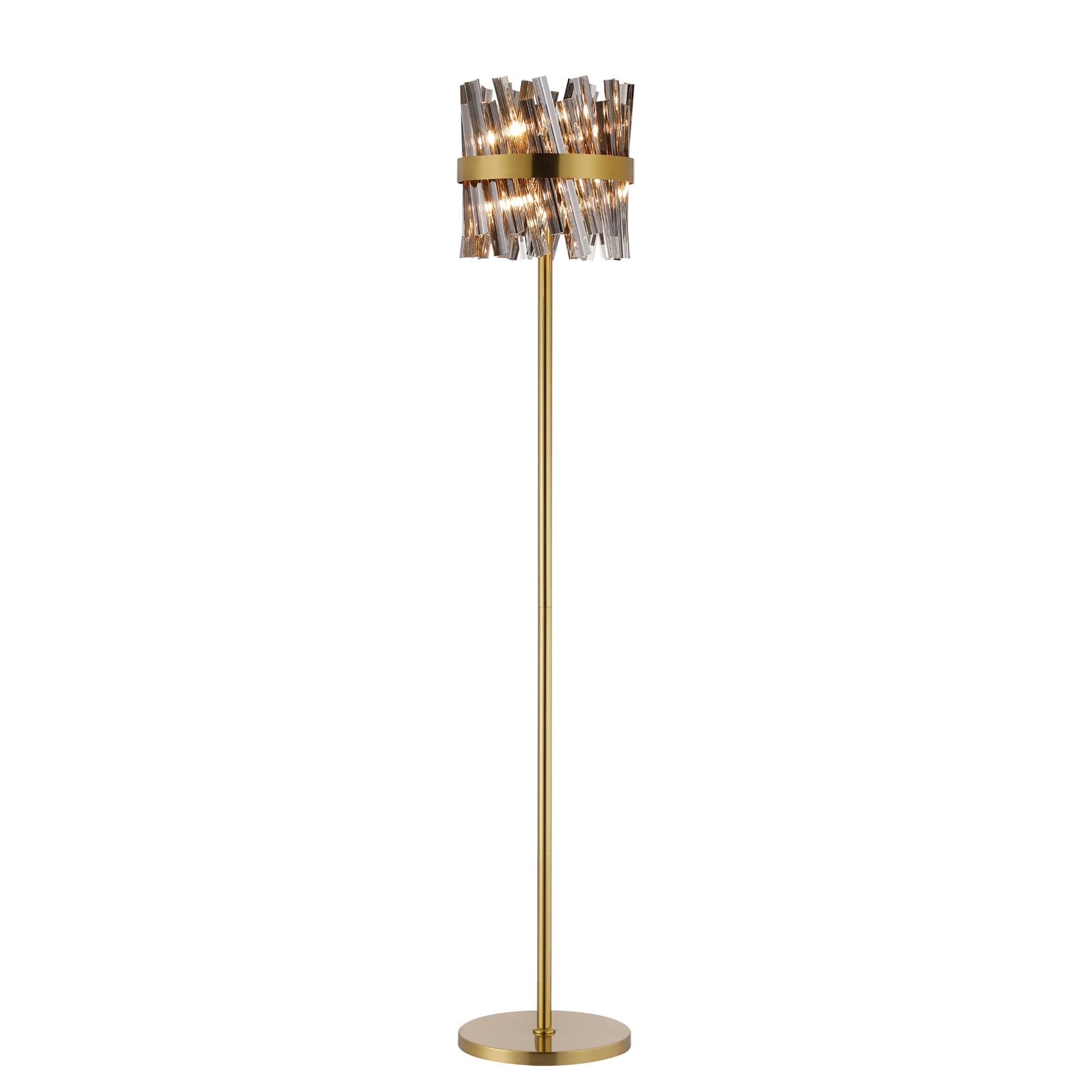 Fabula Farnley 8 Light Floor Lamp - Brass & Smoked Glass