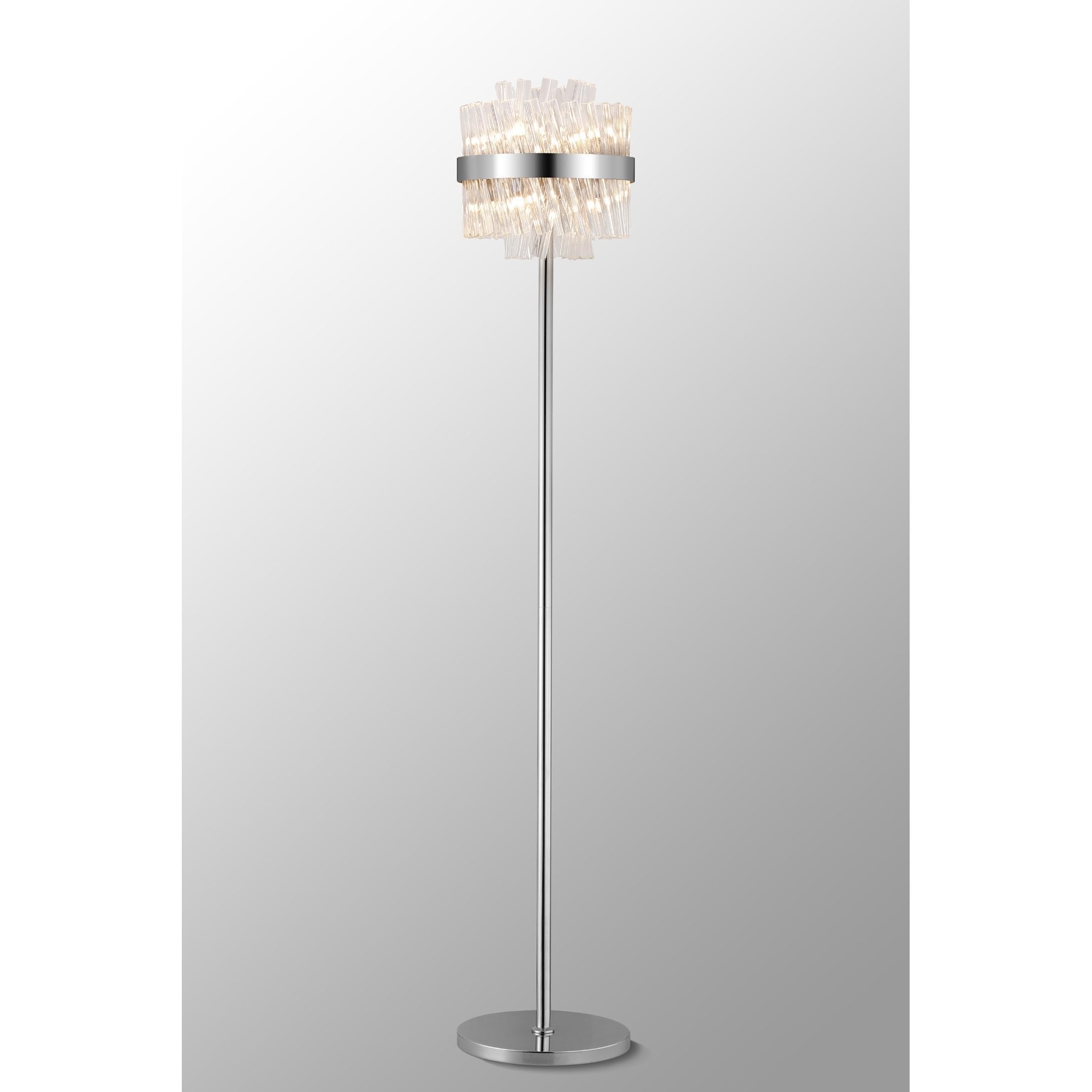Fabula Farnley 8 Light Floor Lamp - Polished Nickel & Clear Glass