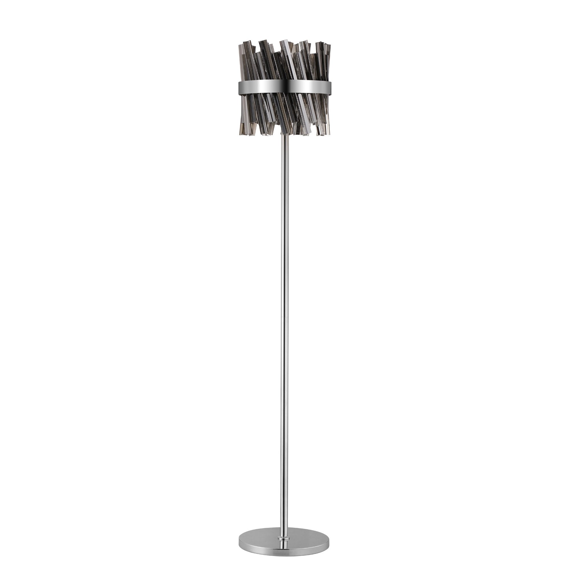 Fabula Farnley 8 Light Floor Lamp - Polished Nickel & Smoked Glass