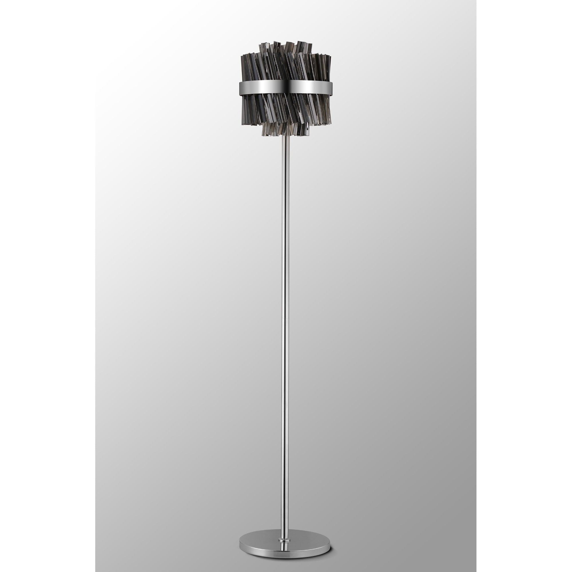 Fabula Farnley 8 Light Floor Lamp - Polished Nickel & Smoked Glass