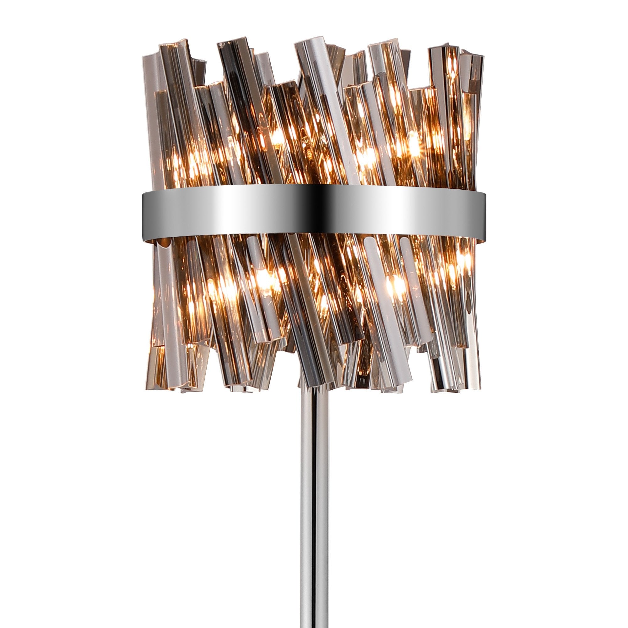 Fabula Farnley 8 Light Floor Lamp - Polished Nickel & Smoked Glass