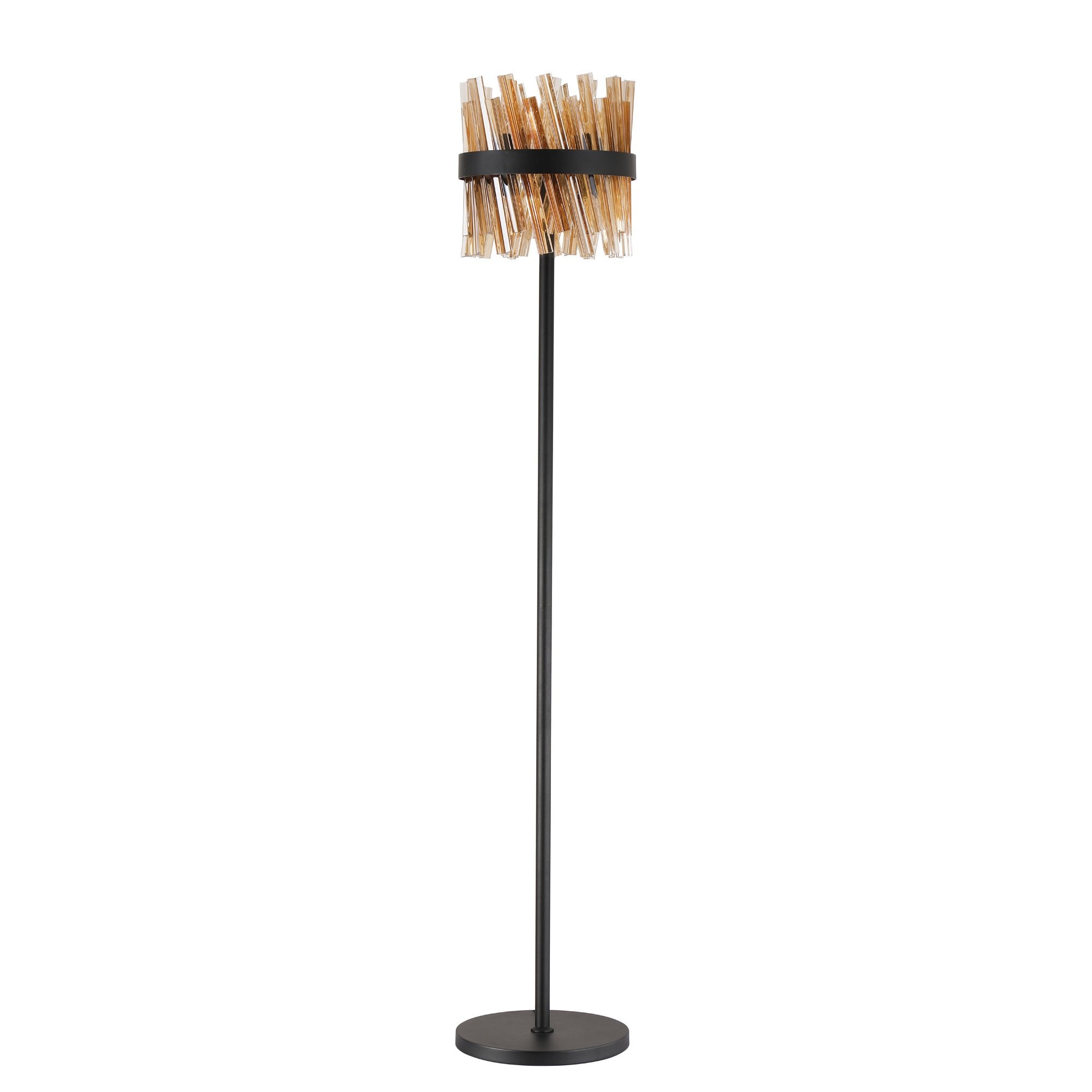 Fabula Farnley 8 Light Floor Lamp - Satin Black & Amber Glass