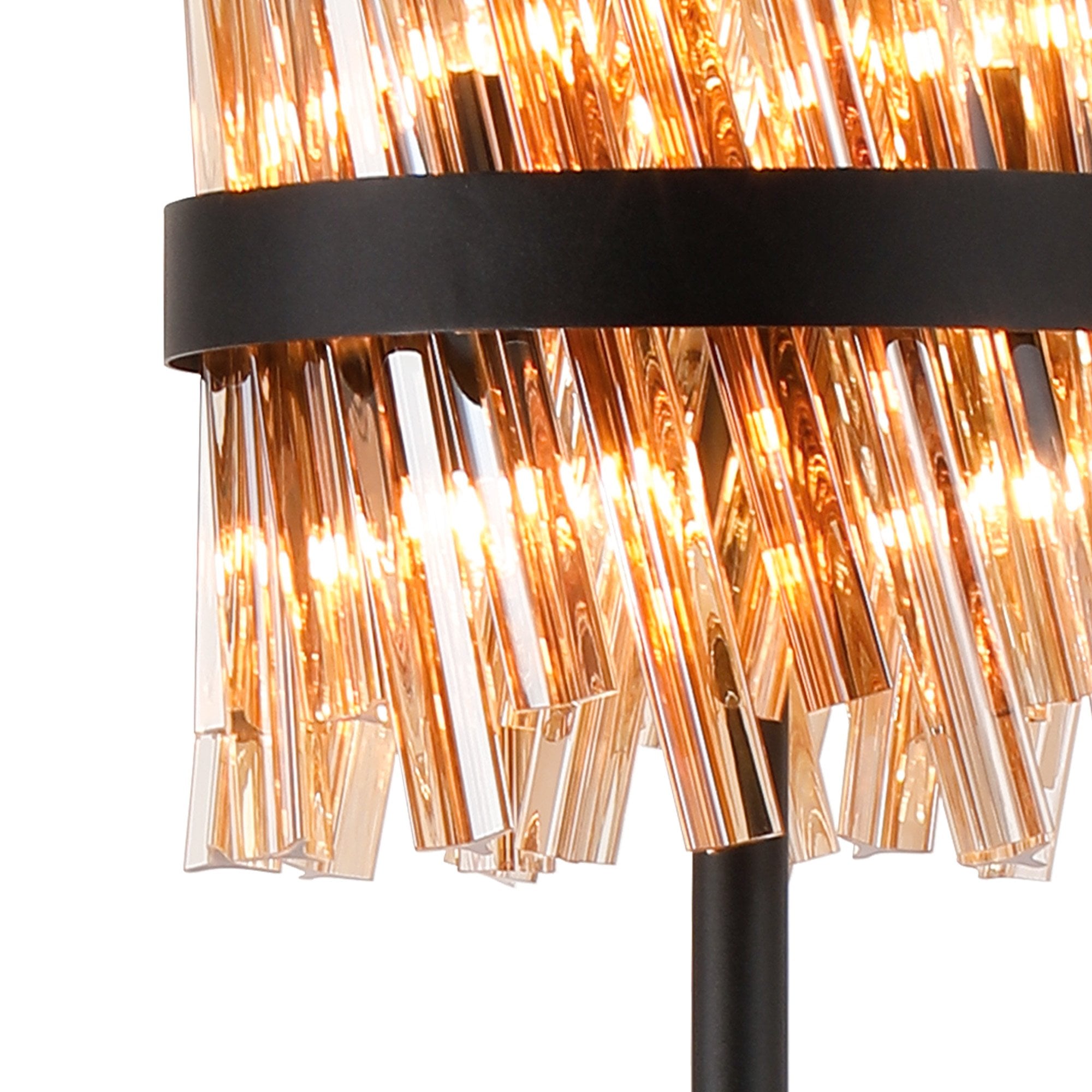 Fabula Farnley 8 Light Floor Lamp - Satin Black & Amber Glass