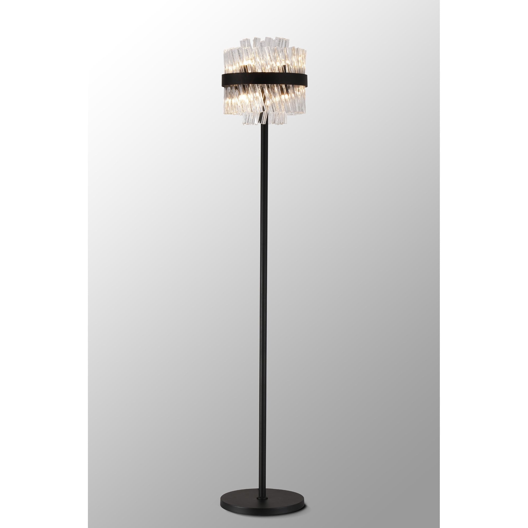 Fabula Farnley 8 Light Floor Lamp - Satin Black & Clear Glass