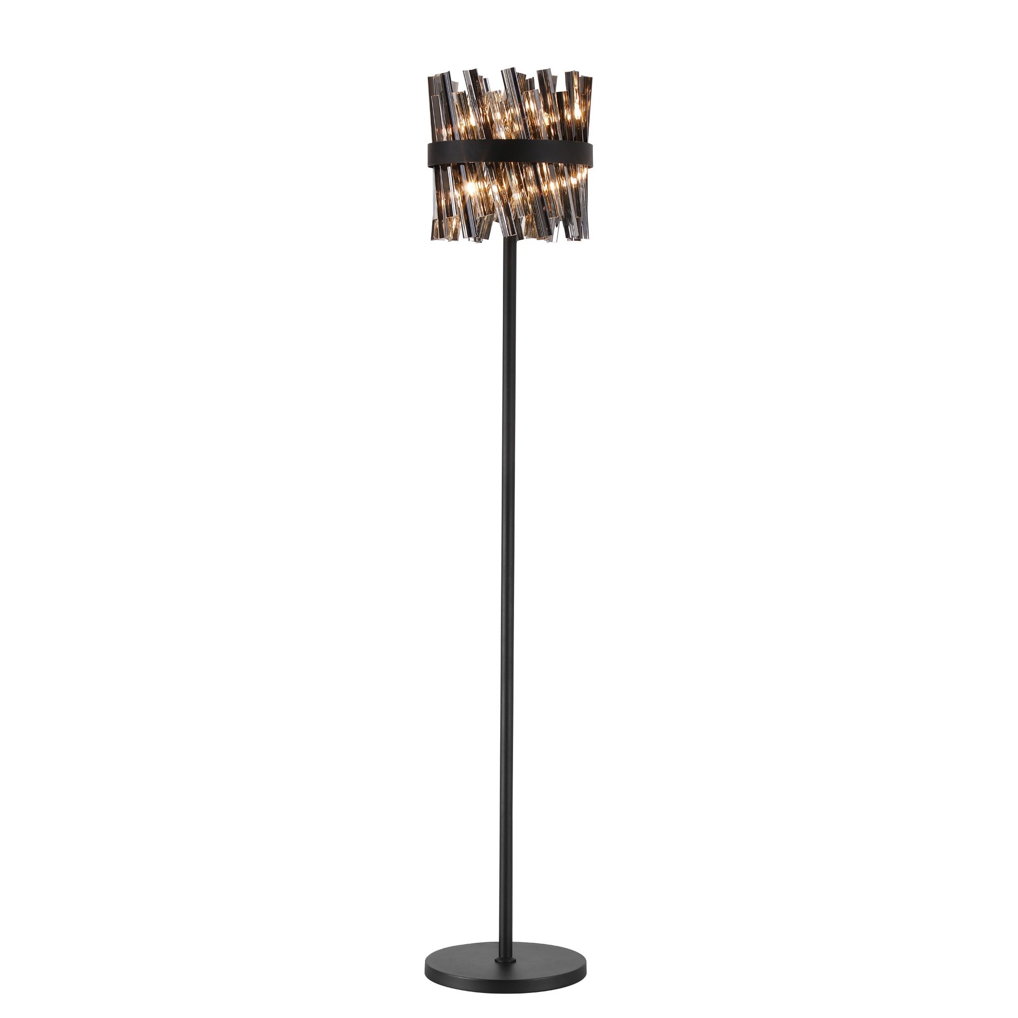 Fabula Farnley 8 Light Floor Lamp - Satin Black & Smoked Glass