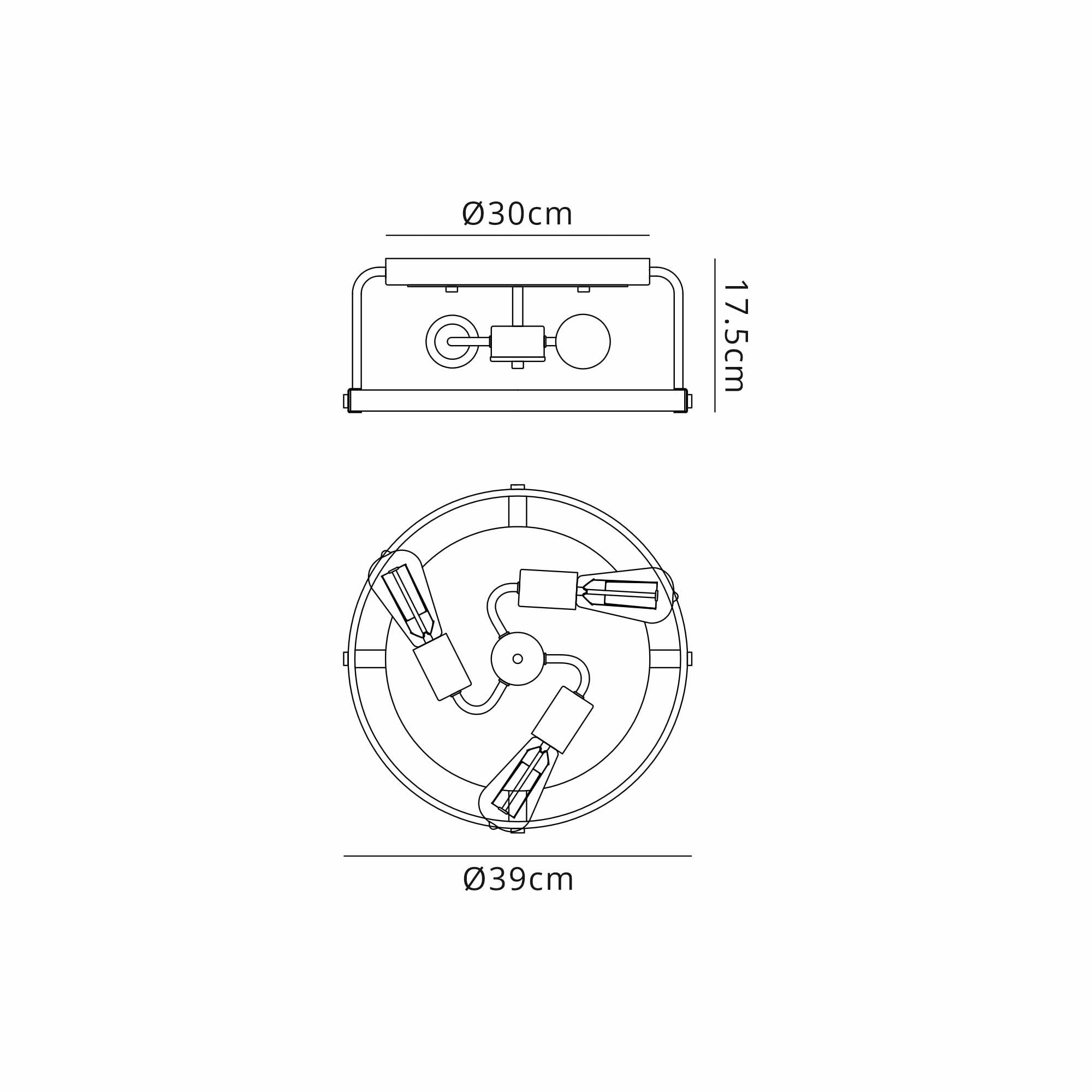 Fabula Faversham 3 Light Round Flush Light - Antique Bronze, Brown Oxide & Wood