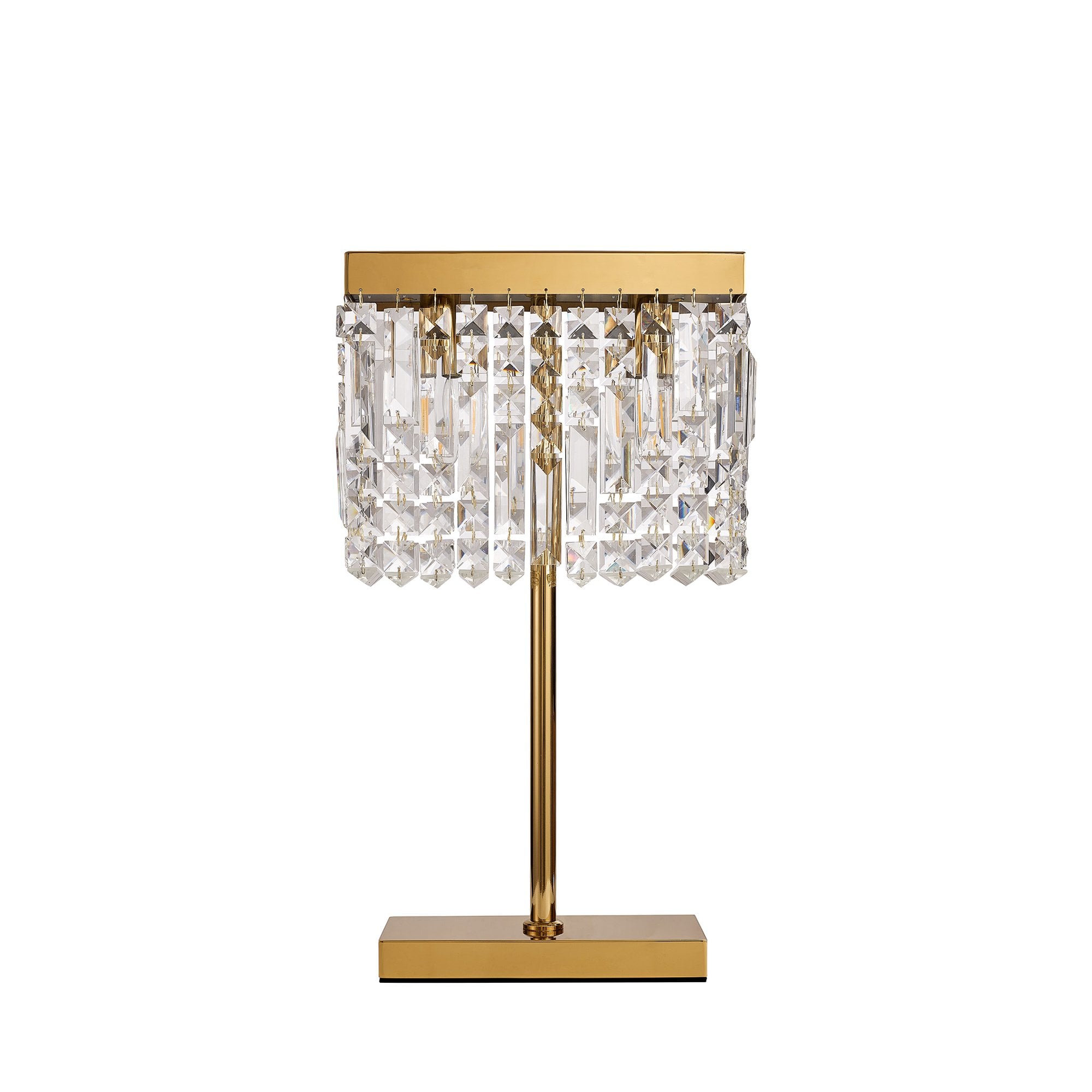 Fabula Fernbank 2 Light Rectangular Table Lamp - Gold & Crystal