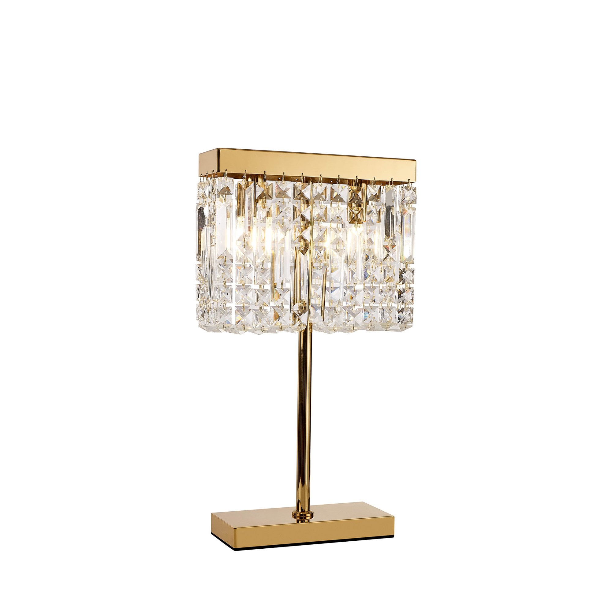 Fabula Fernbank 2 Light Rectangular Table Lamp - Gold & Crystal