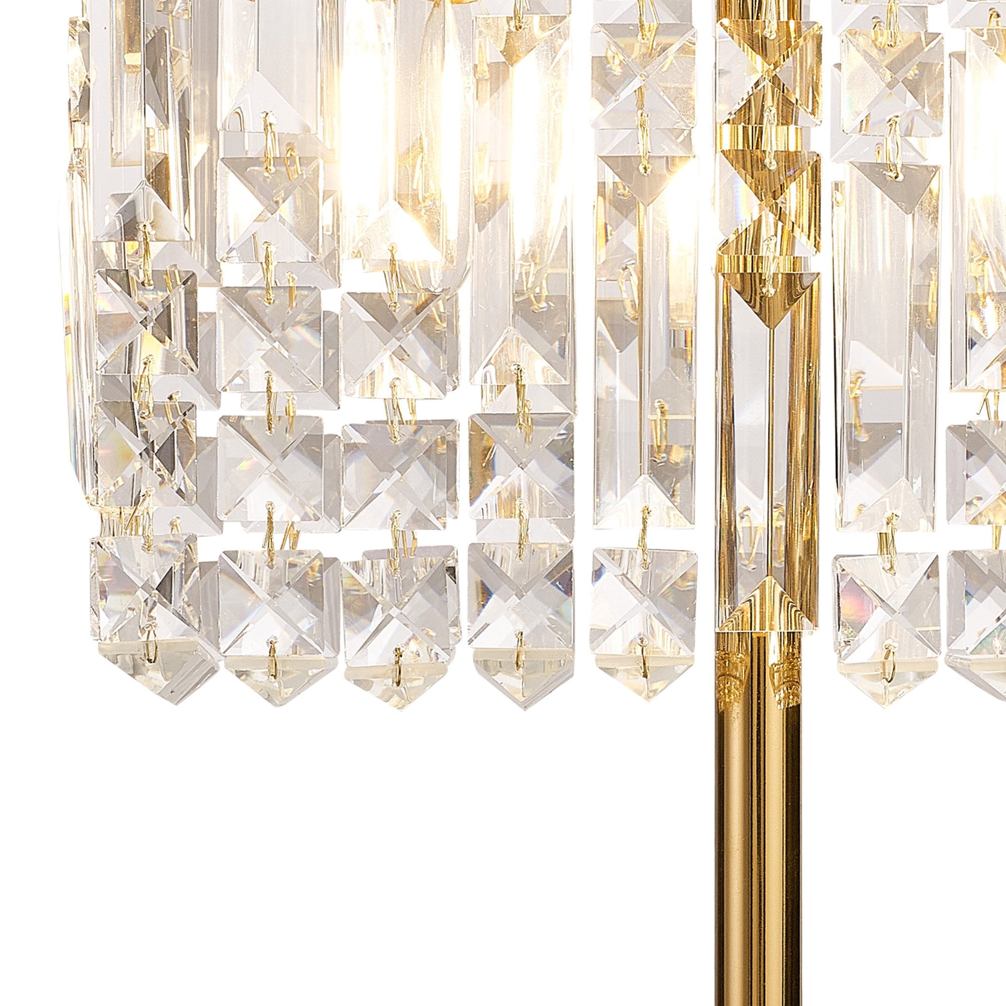 Fabula Fernbank 2 Light Rectangular Table Lamp - Gold & Crystal