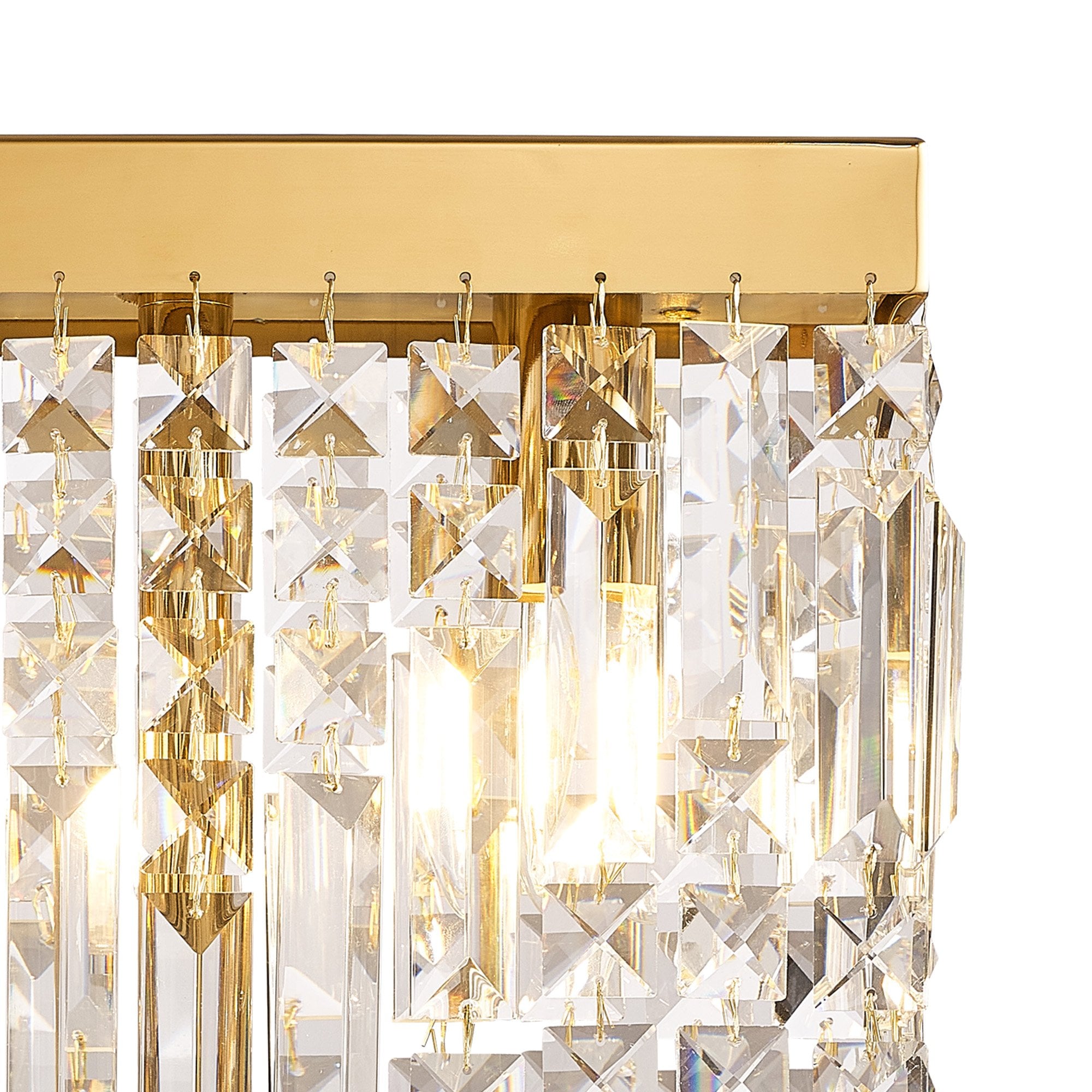 Fabula Fernbank 2 Light Rectangular Table Lamp - Gold & Crystal