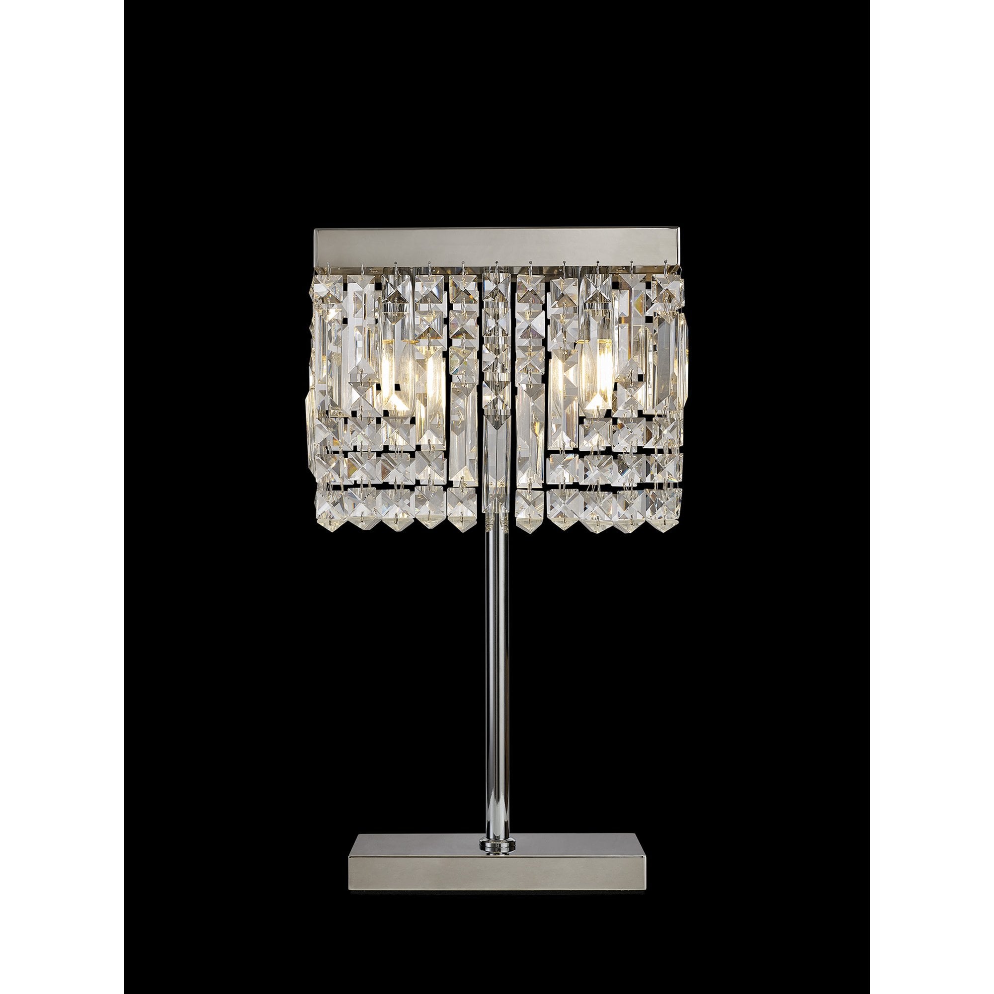 Fabula Fernbank 2 Light Rectangular Table Lamp - Polished Chrome & Crystal
