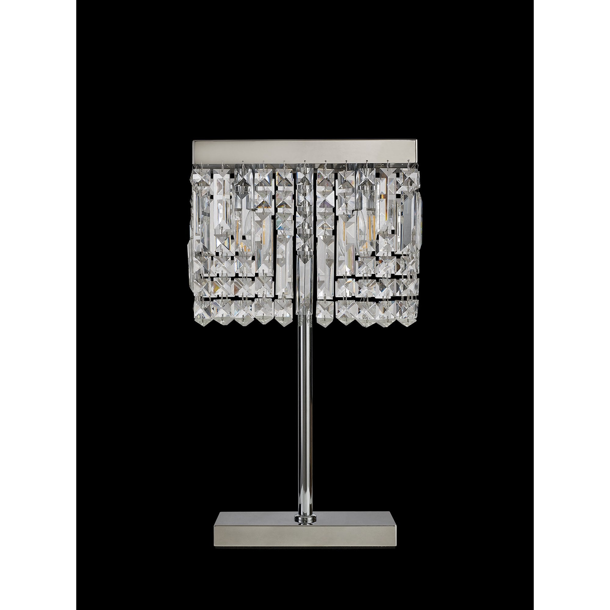 Fabula Fernbank 2 Light Rectangular Table Lamp - Polished Chrome & Crystal
