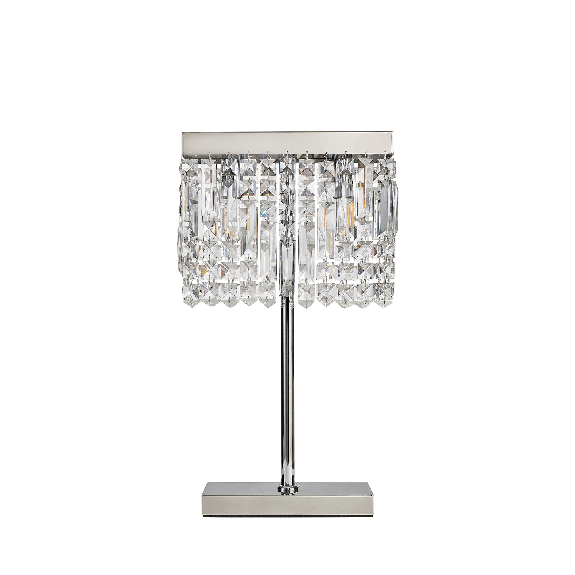 Fabula Fernbank 2 Light Rectangular Table Lamp - Polished Chrome & Crystal