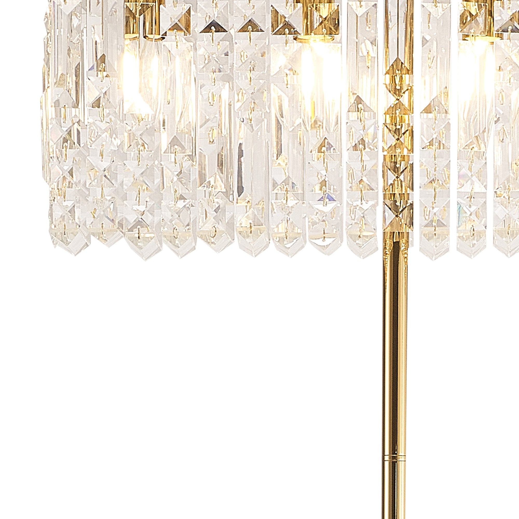 Fabula Fernbank 4 Light Rectangular Floor Lamp - Gold & Crystal