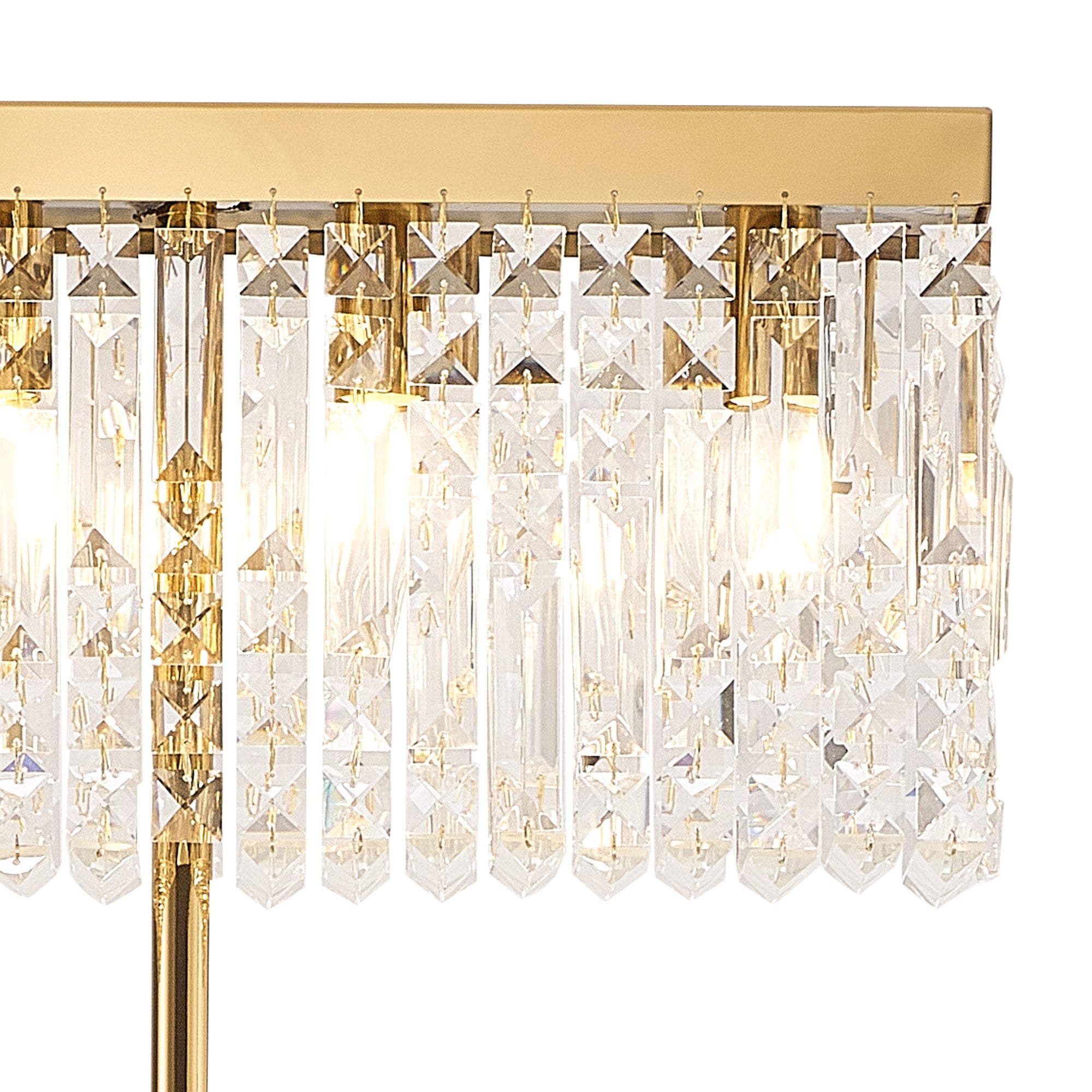 Fabula Fernbank 4 Light Rectangular Floor Lamp - Gold & Crystal