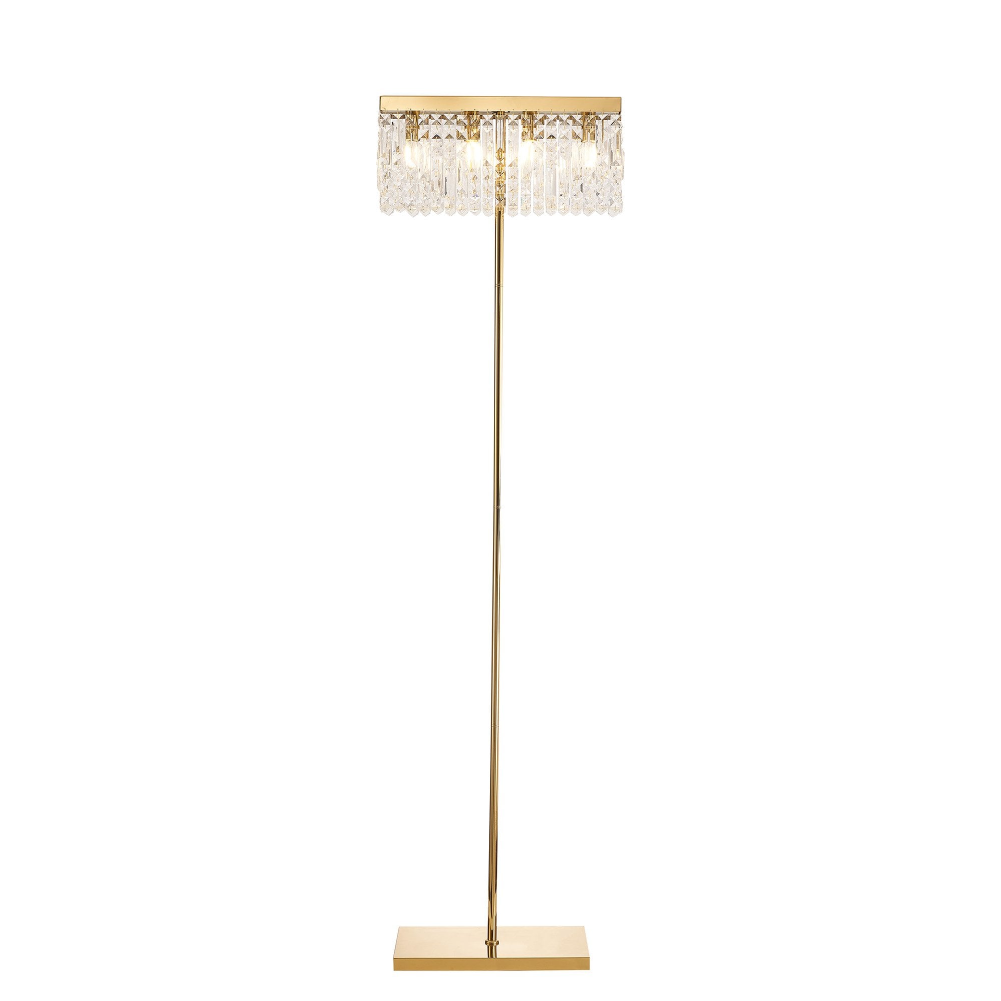 Fabula Fernbank 4 Light Rectangular Floor Lamp - Gold & Crystal