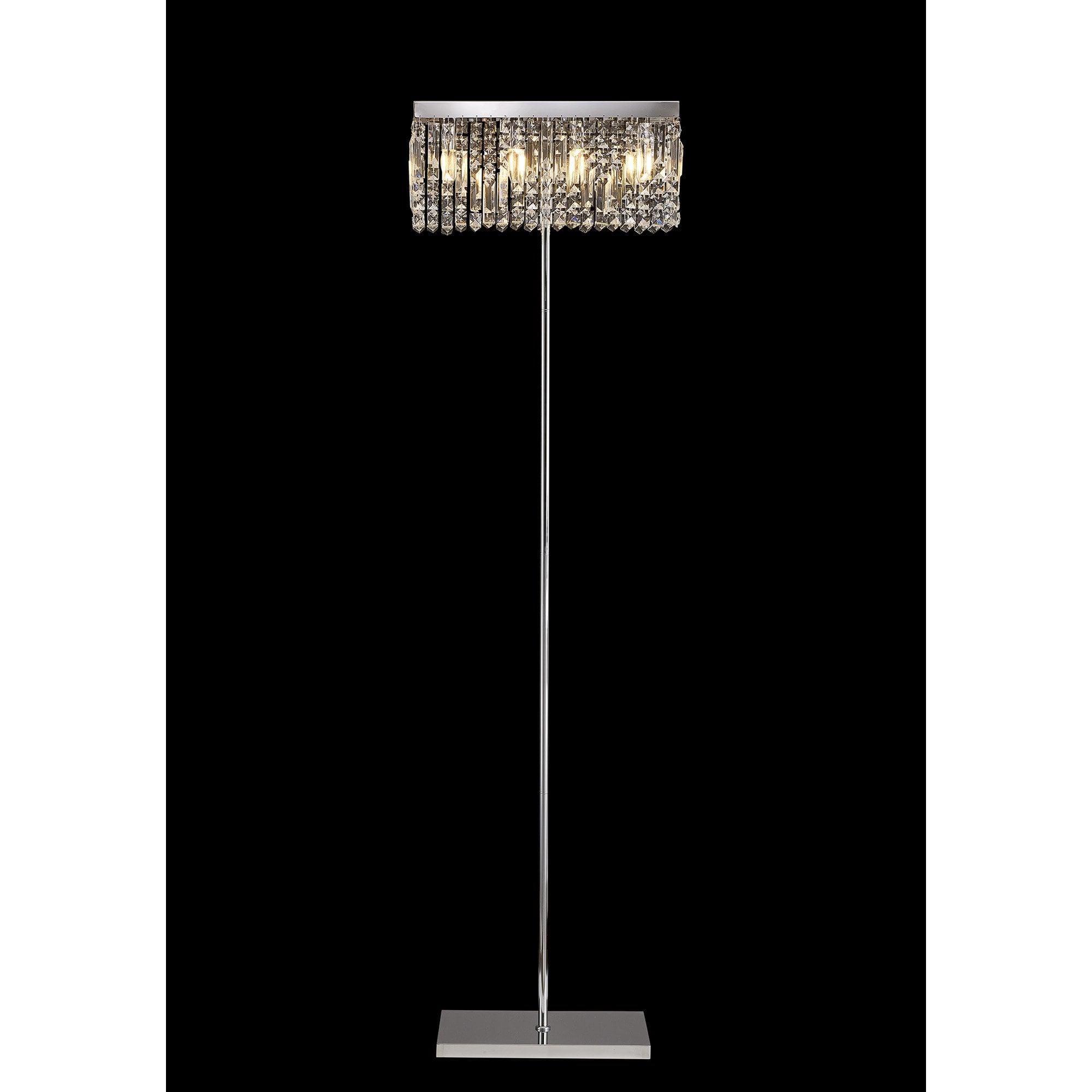 Fabula Fernbank 4 Light Rectangular Floor Lamp - Polished Chrome & Crystal
