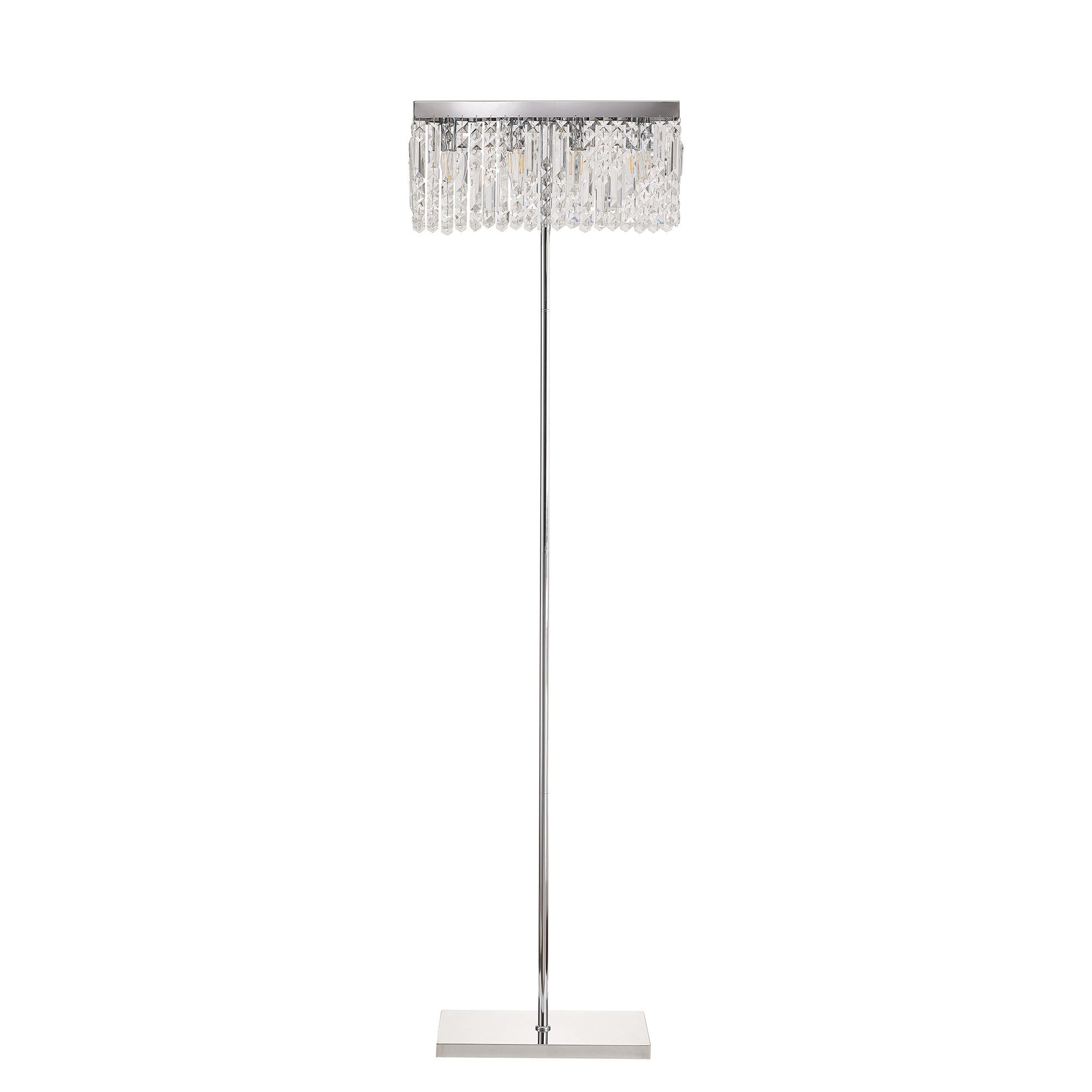 Fabula Fernbank 4 Light Rectangular Floor Lamp - Polished Chrome & Crystal