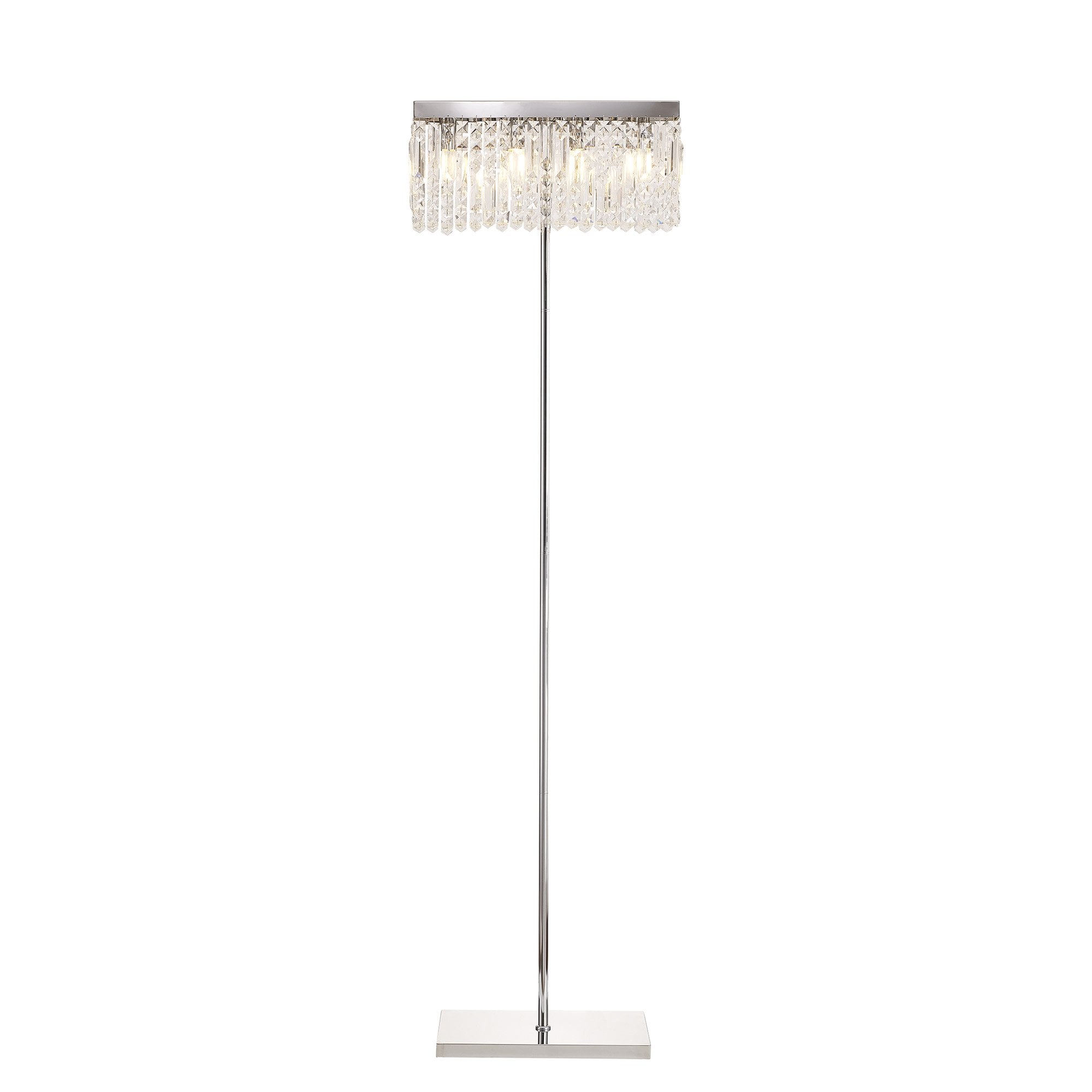 Fabula Fernbank 4 Light Rectangular Floor Lamp - Polished Chrome & Crystal