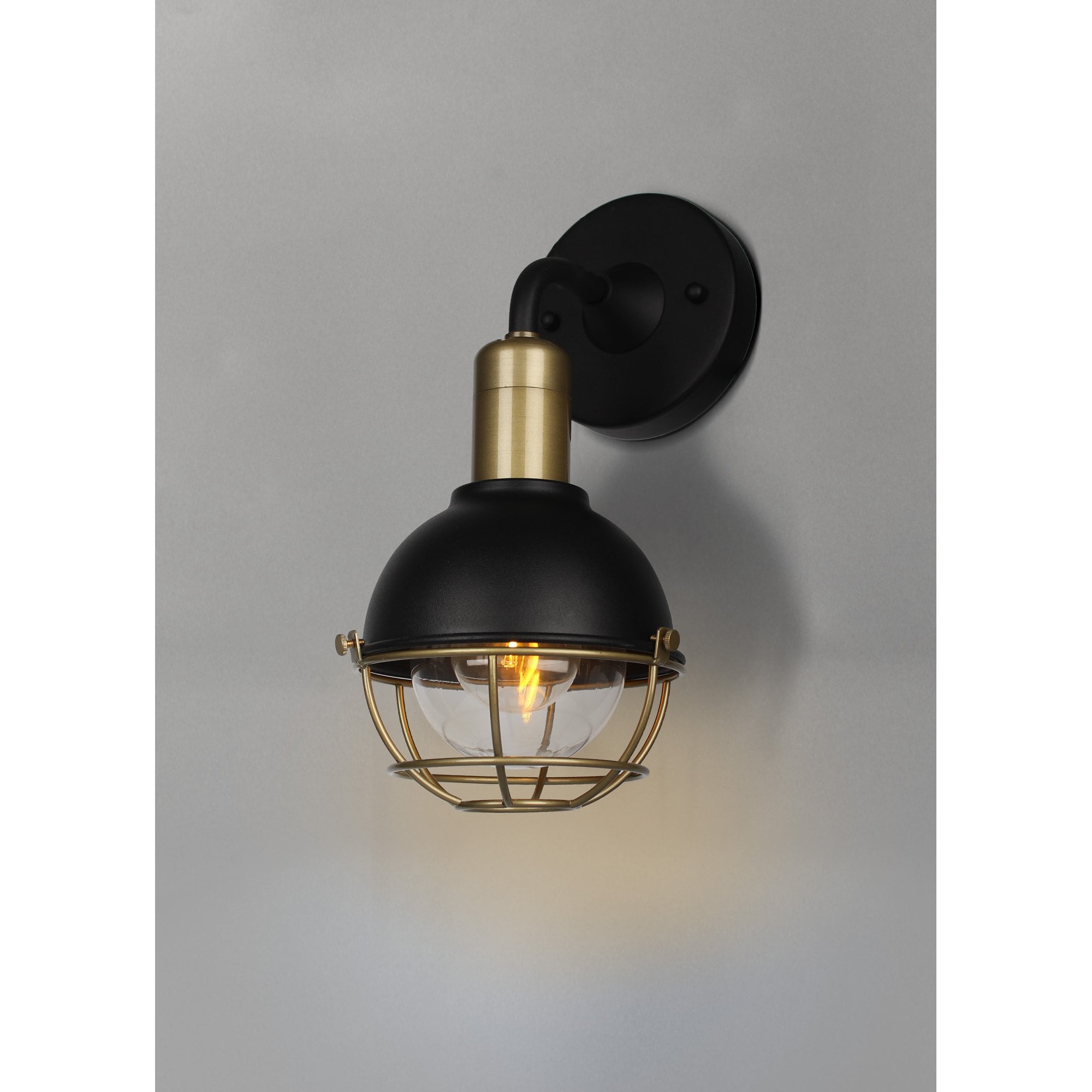 Fabula Gilwell Wall Lamp - Sand Black & Antique Brass - IP65