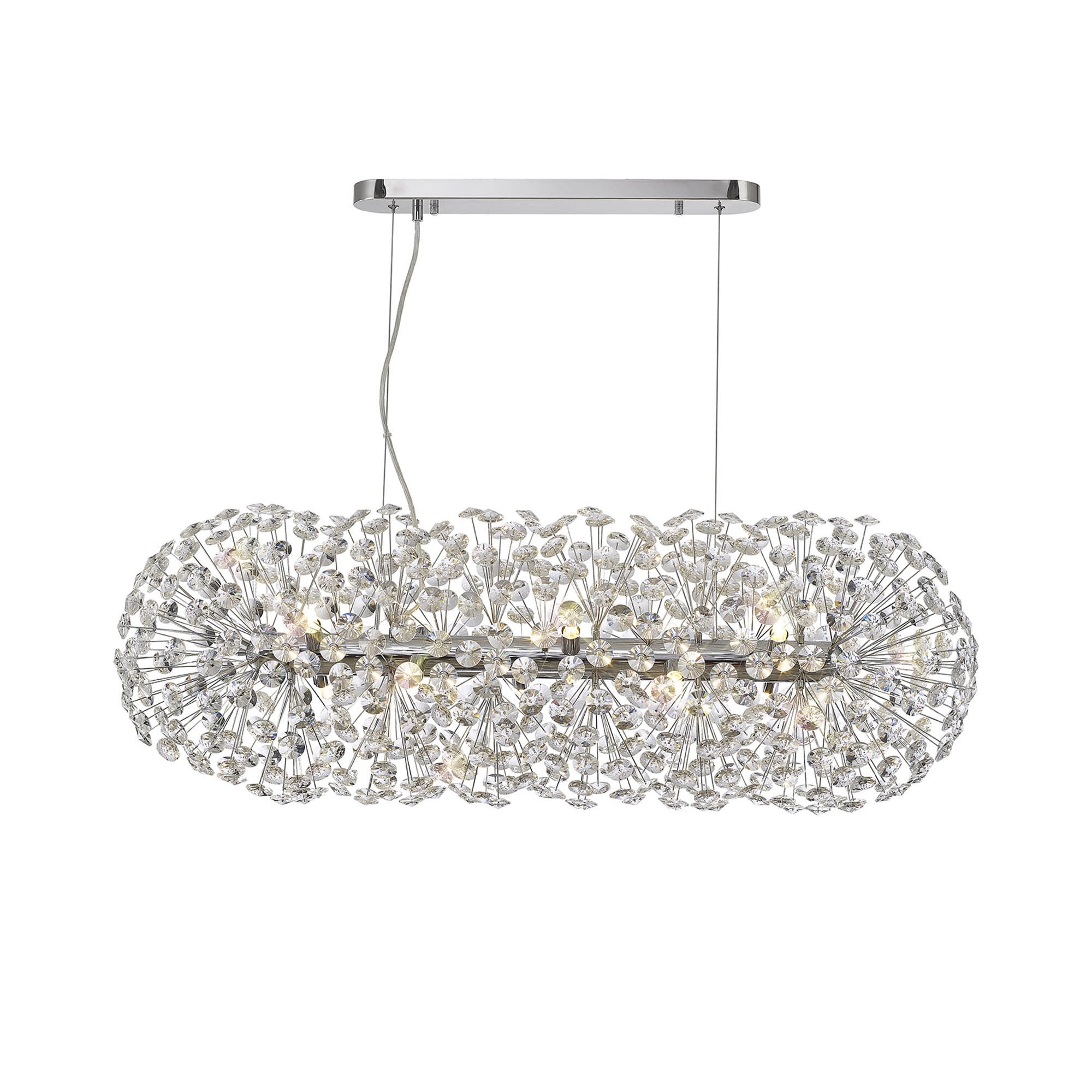 Fabula Grosvenor 10 Light Oblong Linear Pendant - Polished Chrome & Crystal (28 Extra Sets of Crystal)